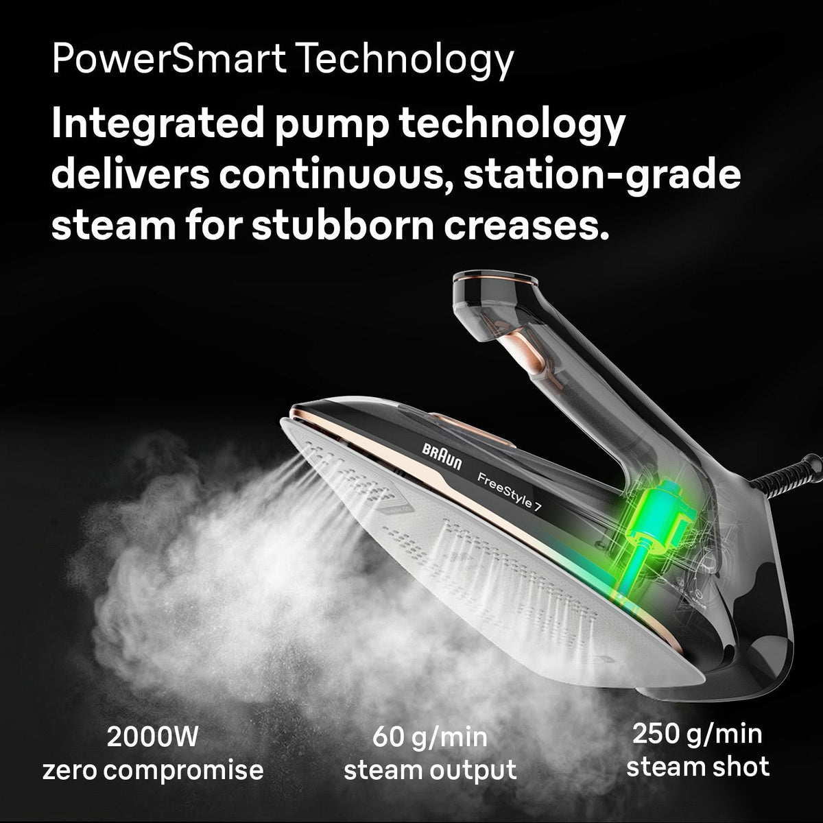 Braun FreeStyle 7 Steam Iron - Black - PowerSmart steam technology