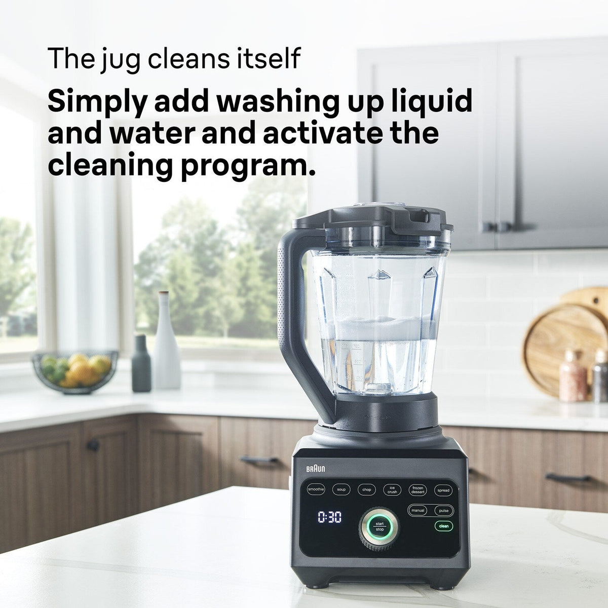 Braun PowerBlend 9 Jug Blender - Black - self-cleaning program