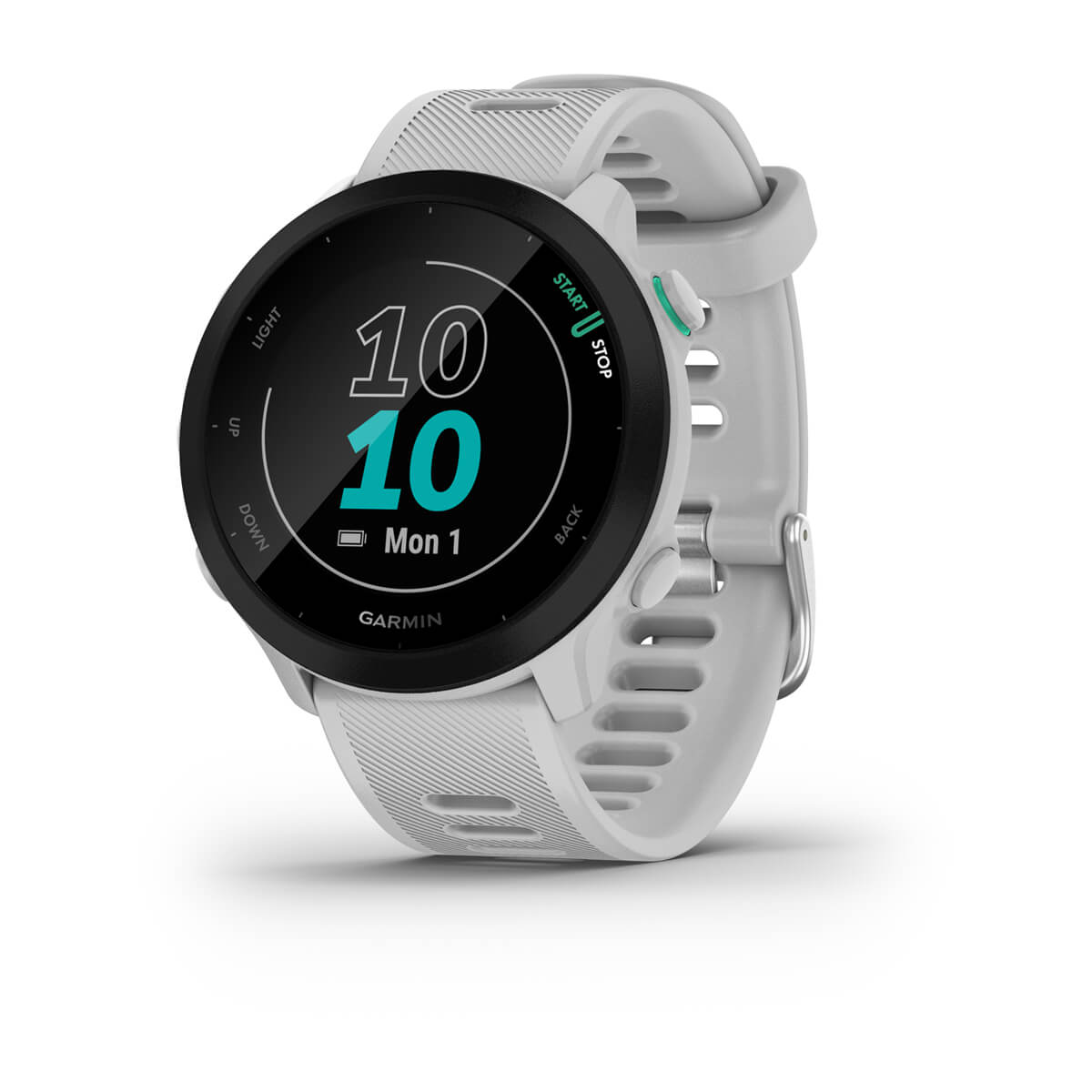 Garmin Forerunner 55 GPS Running Smartwatch - front view , screen on