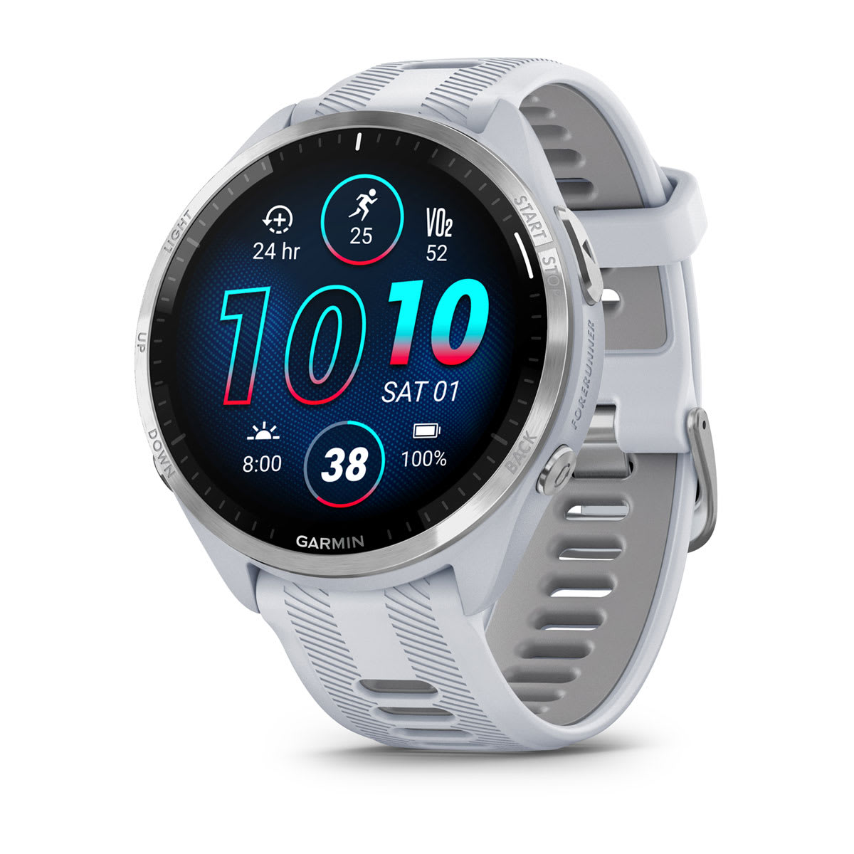 Garmin Forerunner 965 GPS Running Smartwatch - front view , screen on