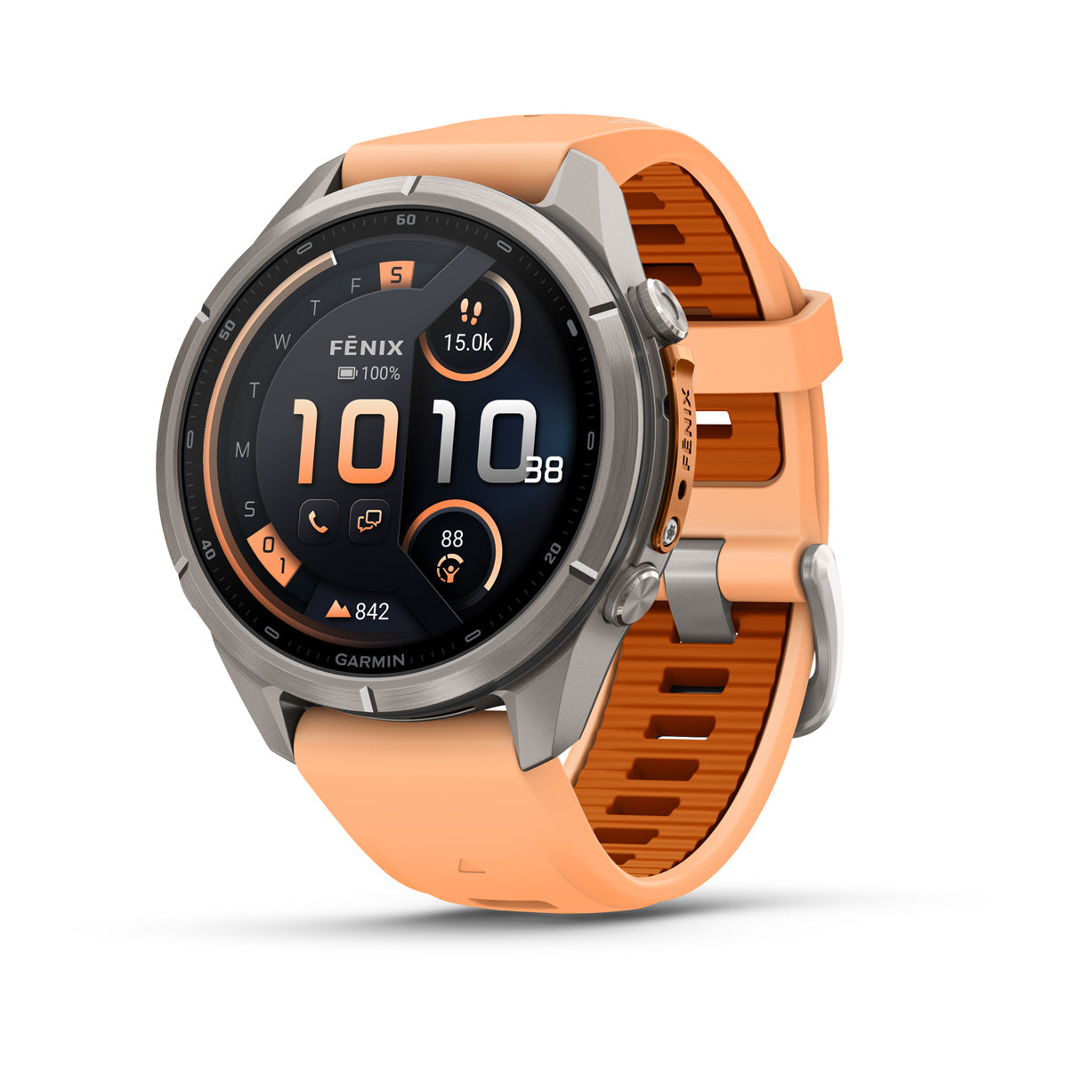 Garmin fenix 9 Pro inReach 43mm AMOLED Sapphire GPS Smartwatch - front view