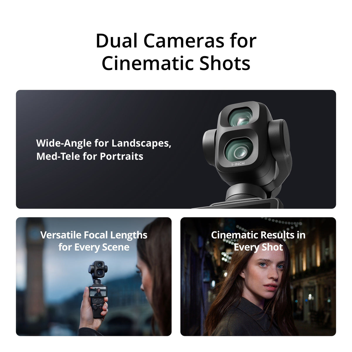 DJI Osmo Pocket 4P 4K Gimbal Camera Vlog Combo - Black - dual cameras