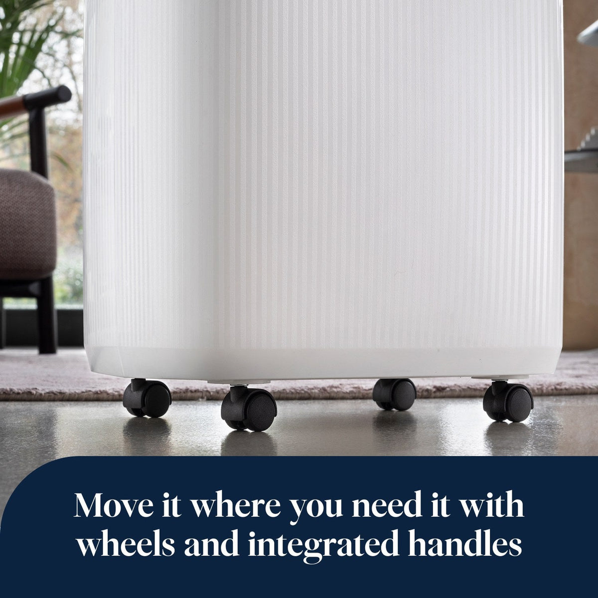 De'Longhi Tasciugo AriaDry Evo 14L Dehumidifier - White - wheels and integrated handles