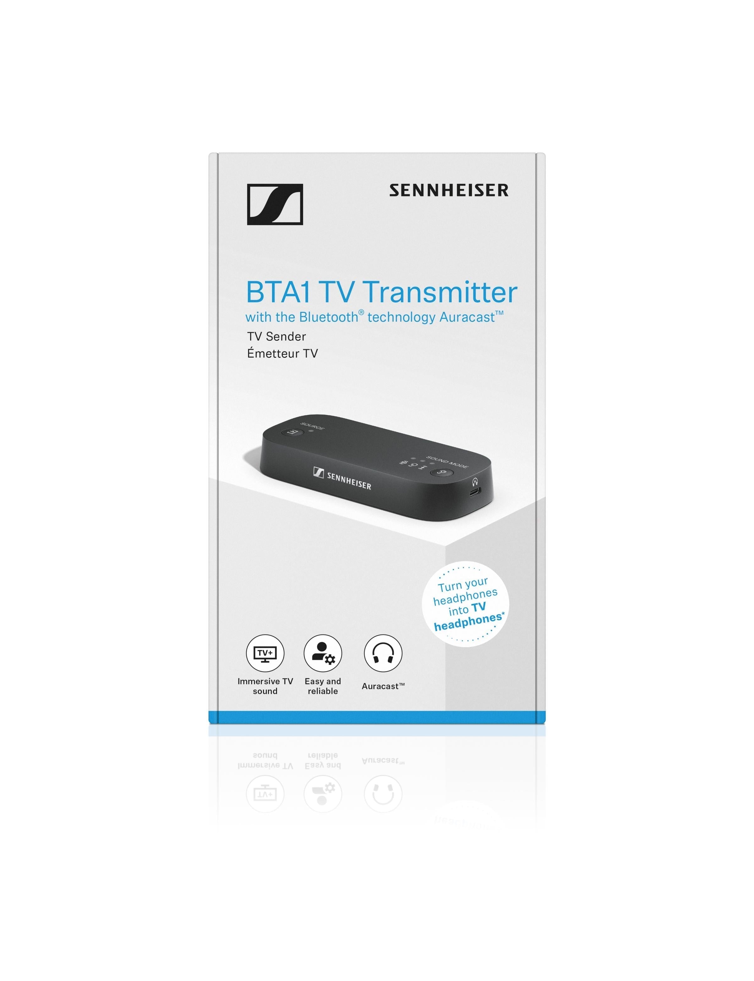Sennheiser BTA 1 TV Bluetooth Transmitter Black — retail packaging box