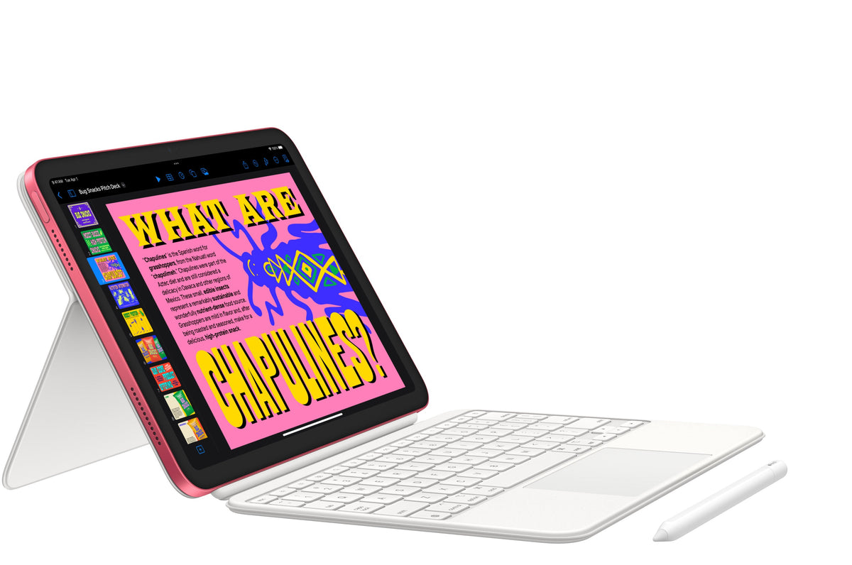 Apple iPad 11" (A16) 128GB Wi-Fi Tablet - Pink - pink iPad on Magic Keyboard Folio