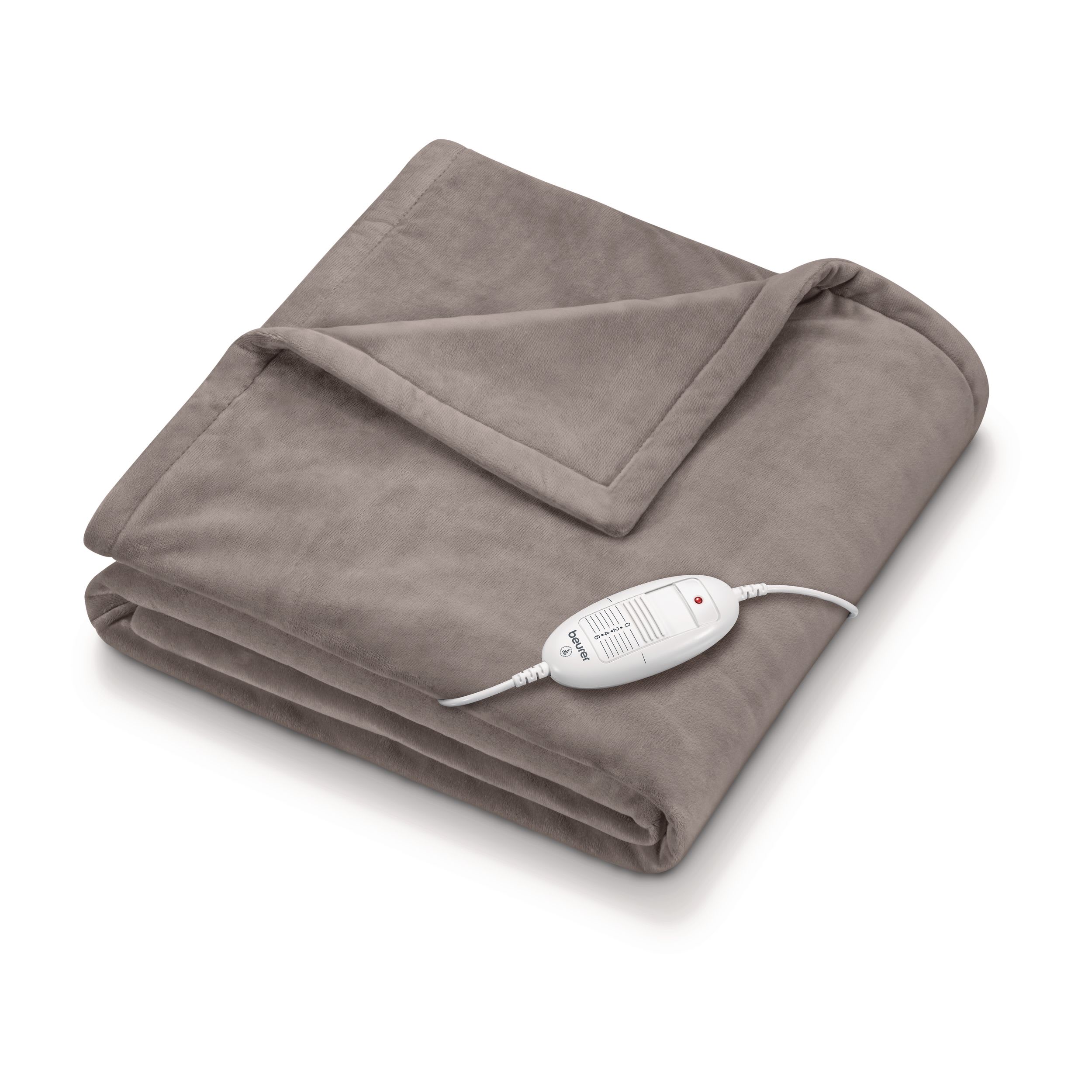 Beurer HD 75 Heated Overblanket 180x130cm Taupe, folded studio shot with controller