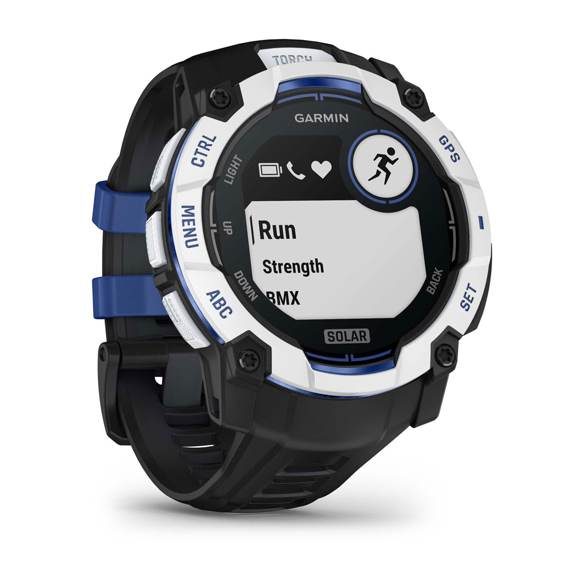 Garmin Instinct 3 50mm Solar Rugged GPS Smartwatch - angled left-front view