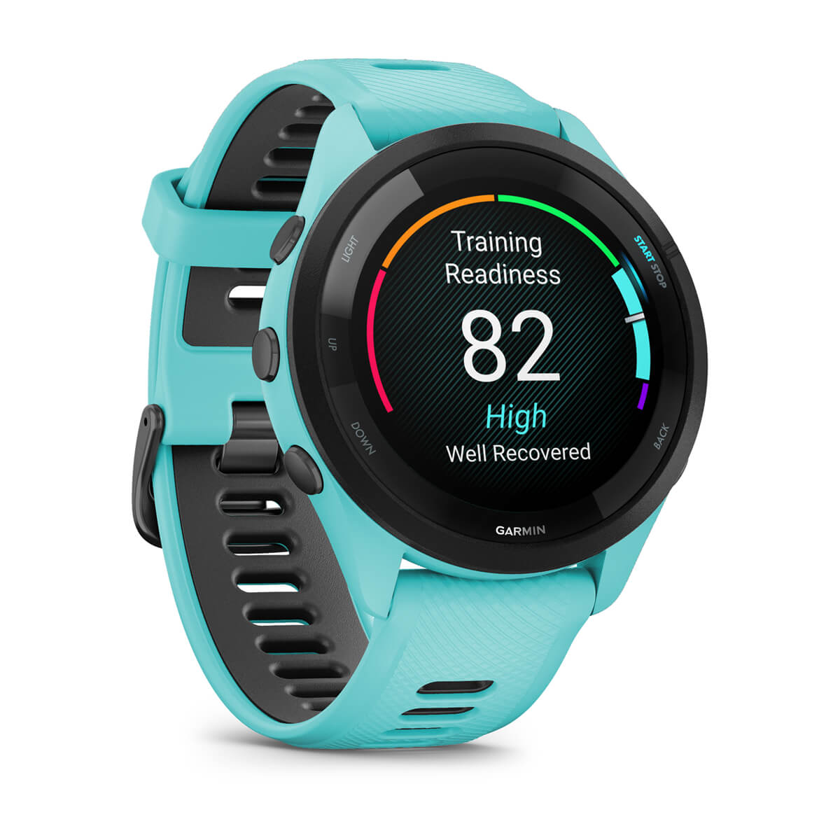 Garmin Forerunner 265 Music GPS Running Smartwatch - angled left-front view