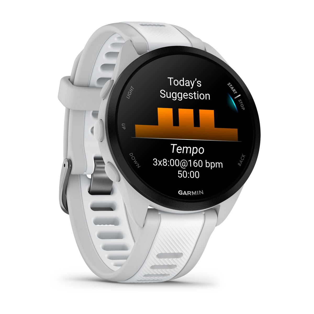 Garmin Forerunner 165 Music GPS Running Smartwatch - angled left-front view