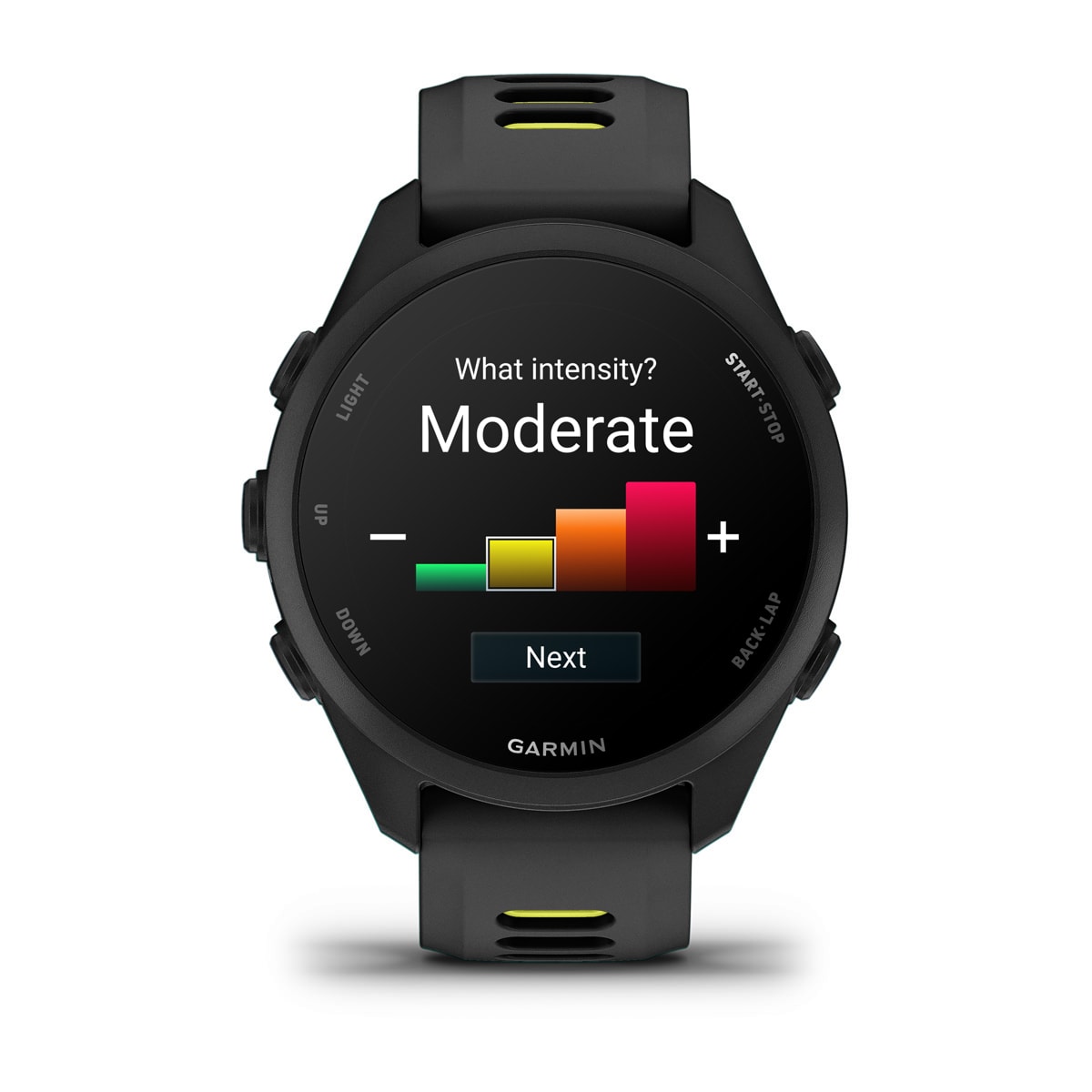 Garmin Forerunner 170 GPS Running Smartwatch - front view, display screen feature