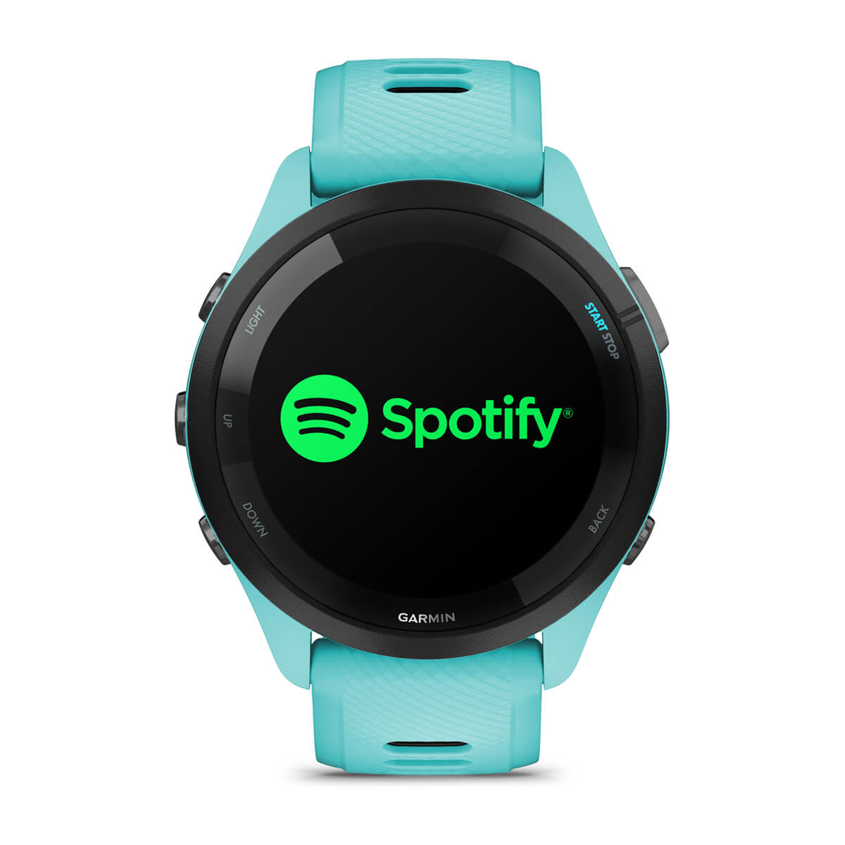 Garmin Forerunner 265 Music GPS Running Smartwatch - front view, display screen feature
