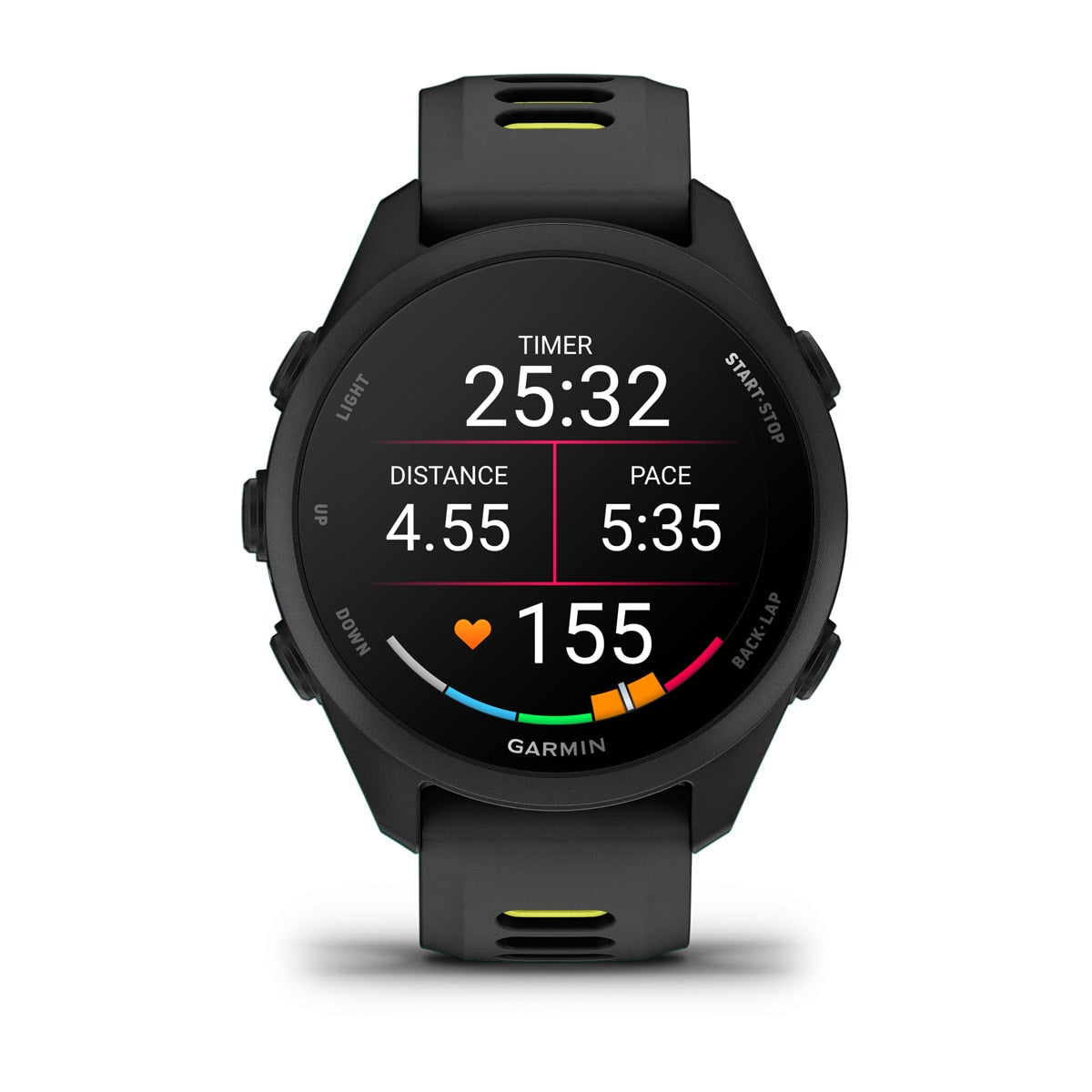 Garmin Forerunner 170 GPS Running Smartwatch - front view, display screen feature