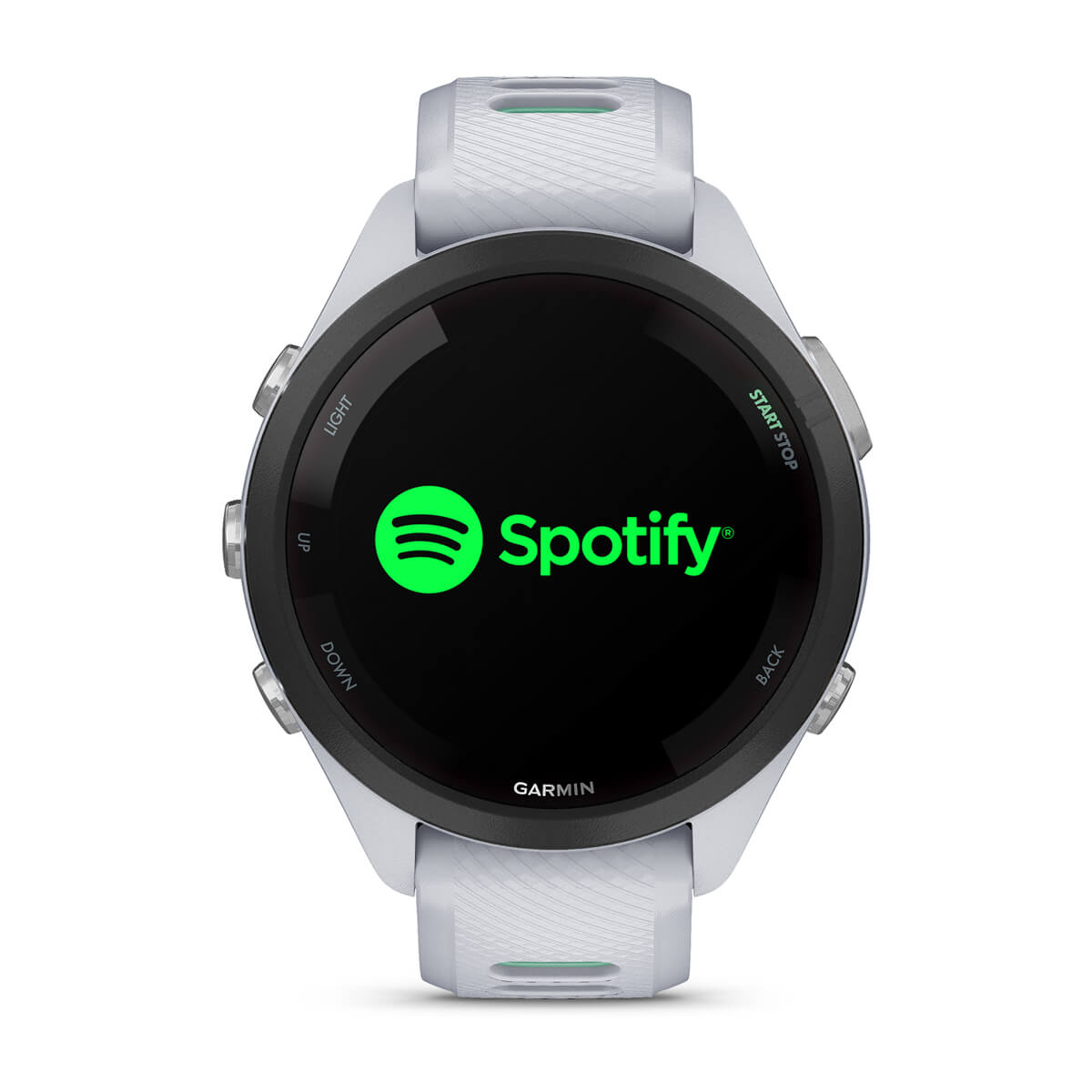 Garmin Forerunner 265S Music GPS Running Smartwatch - front view, display screen feature