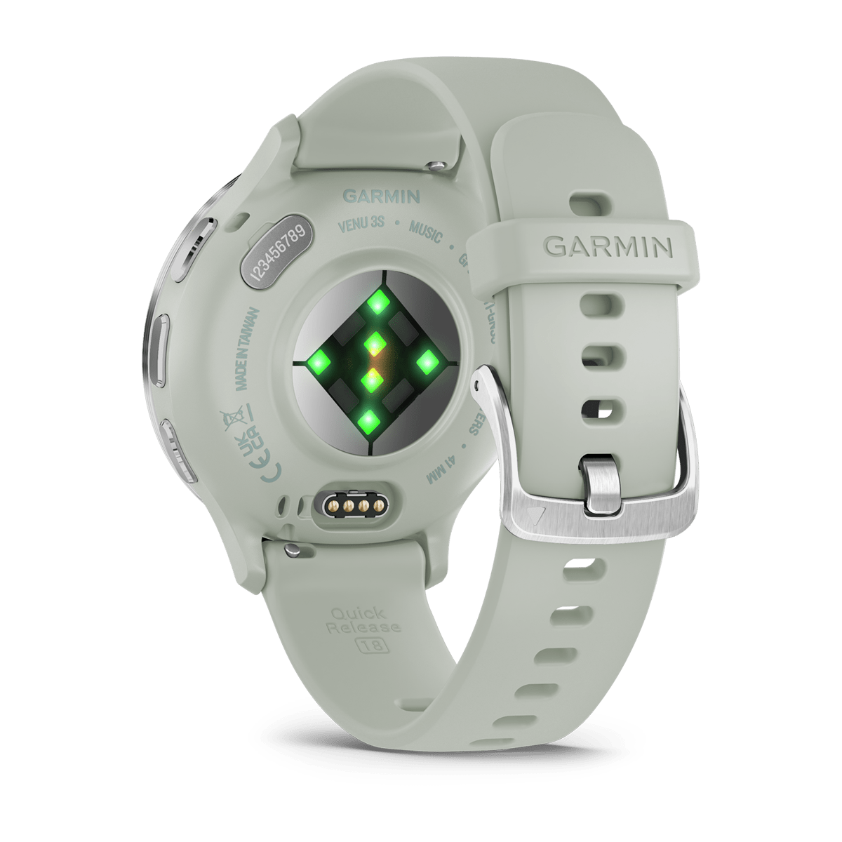 Garmin Venu 3S 41mm GPS Health Smartwatch - back view, heart-rate sensor