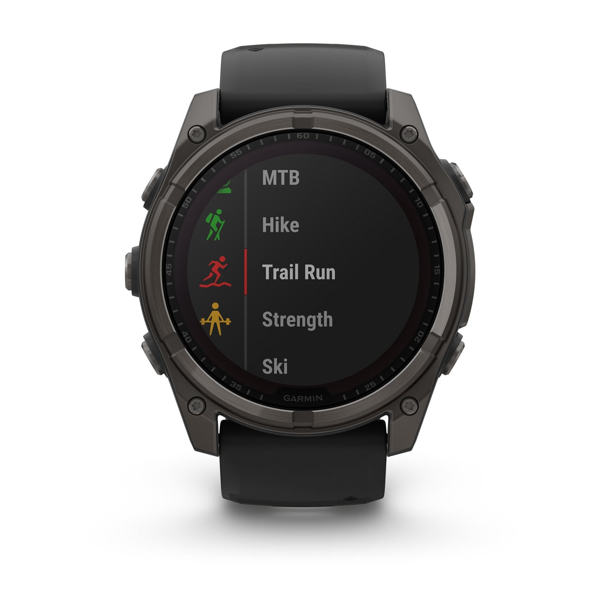 Garmin fenix 8 51mm Solar Sapphire GPS Smartwatch - front view, display screen feature