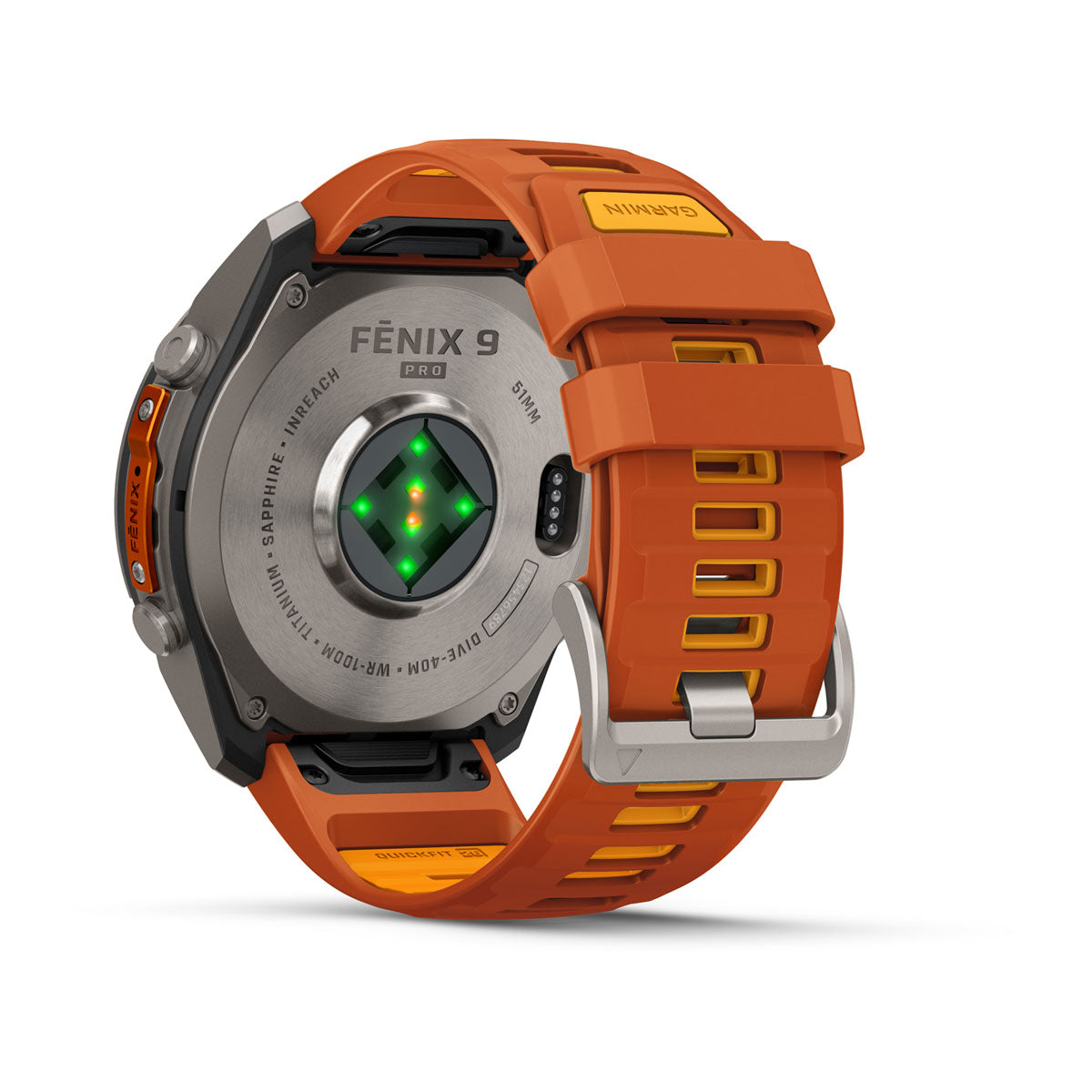 Garmin fenix 9 Pro inReach 51mm AMOLED Sapphire GPS Smartwatch - rear view
