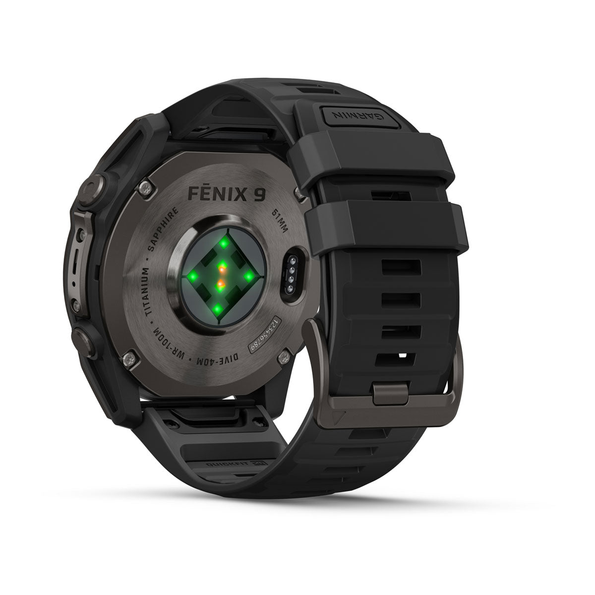 Garmin fenix 9 51mm AMOLED Sapphire GPS Smartwatch - rear view