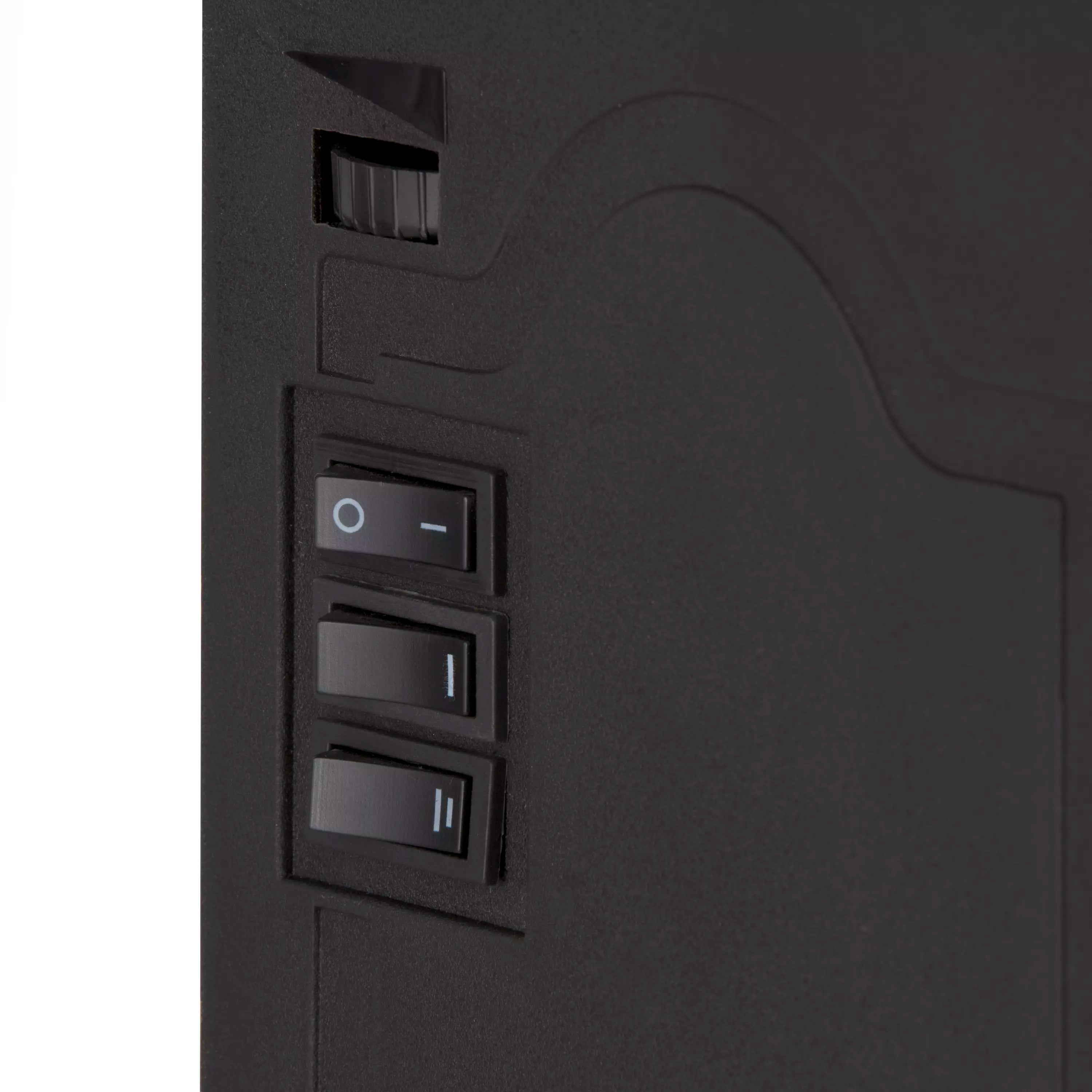 Warmlite Mable WL46021 stove fire control panel close-up showing heat and flame switches