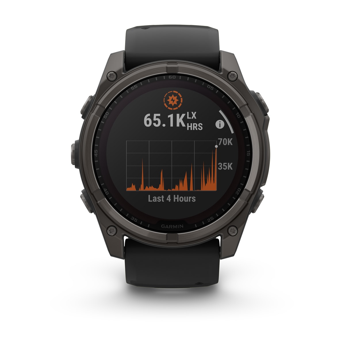 Garmin fenix 8 51mm Solar Sapphire GPS Smartwatch - front view, screen on