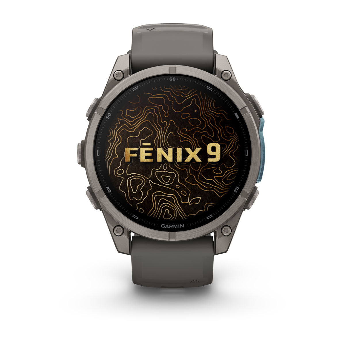 Garmin fenix 9 47mm AMOLED Sapphire GPS Smartwatch - front view, screen on