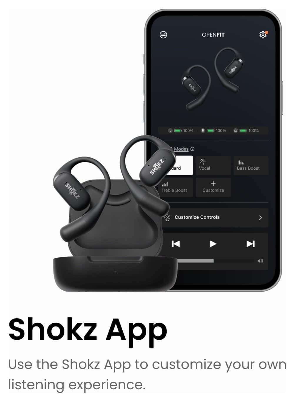 SHOKZ OpenFit True Wireless Earbuds in Black | 38-T910BK