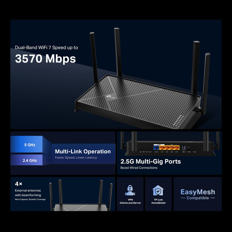TP‑Link Archer BE230 Dual‑Band Wi‑Fi 7 Router | Archer BE230