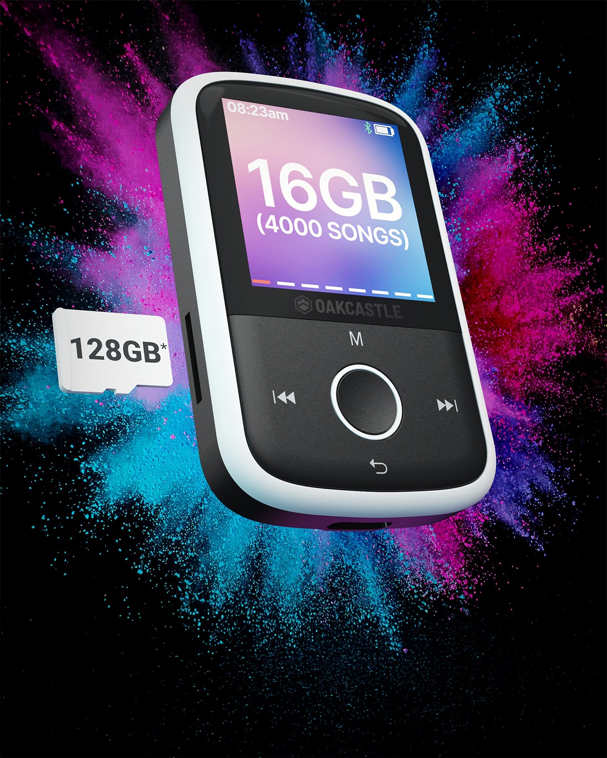 Oakcastle MP250 16GB Bluetooth MP3 Player, Black - official product image