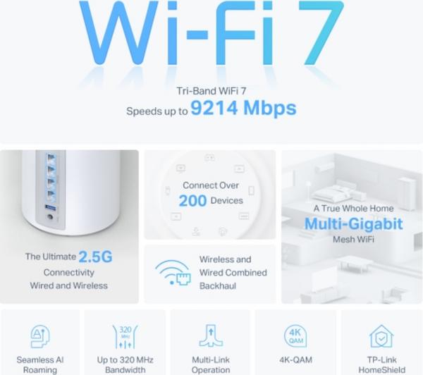 TP-Link Deco BE65 BE9300 Whole-Home Mesh Wi-Fi 7 System - 3 Pack