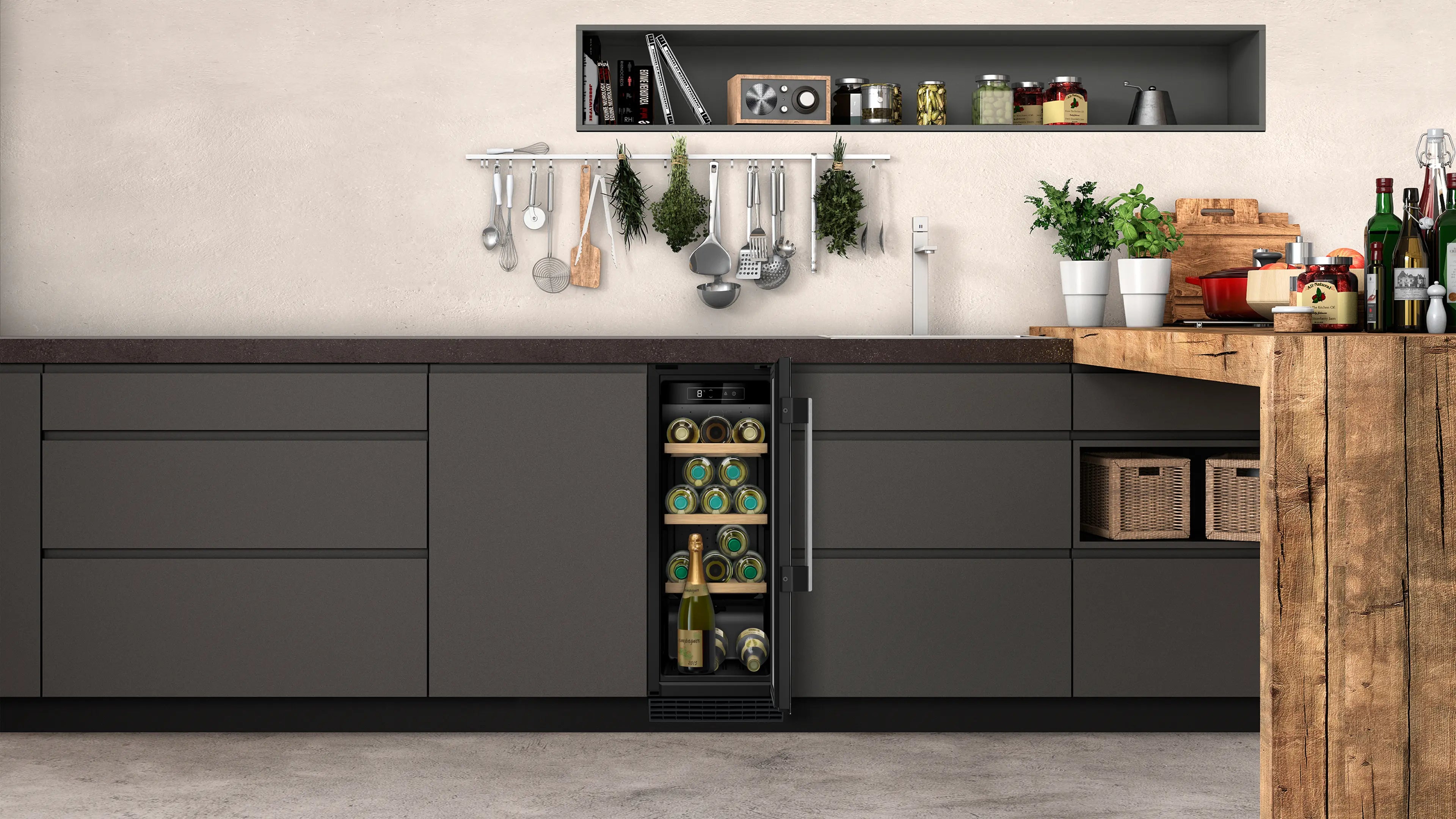NEFF KU9202HF0G N70 built-in 21-bottle wine cooler in Black