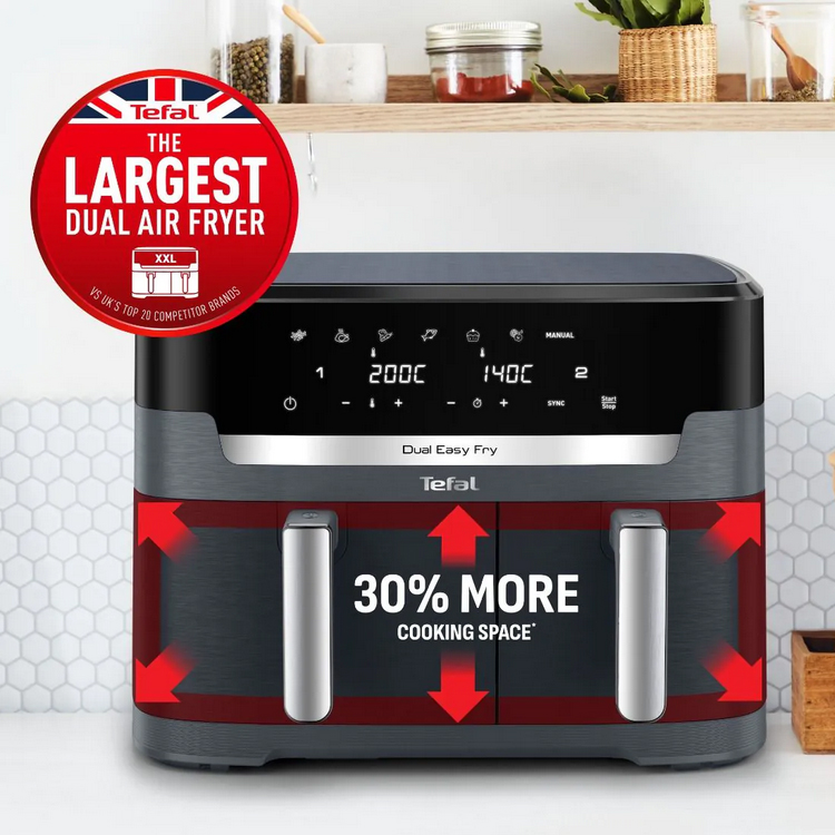 Tefal Easy Fry Dual XXL 11L Air Fryer Black | EY942DG1