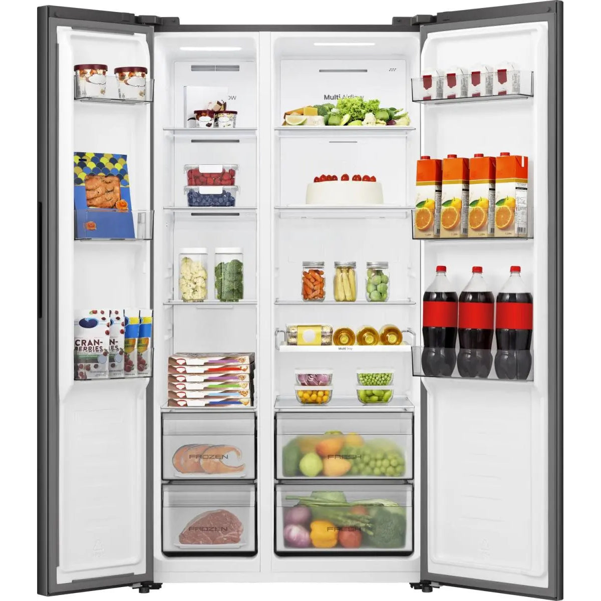 Hisense Hi3 544L Side by Side Fridge Freezer with PureFlat Design - Black - product view