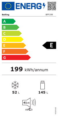 BELLING 52/145LITRE 143X55CM TOTAL NO FROST F/F - WHITE | BFF199WH