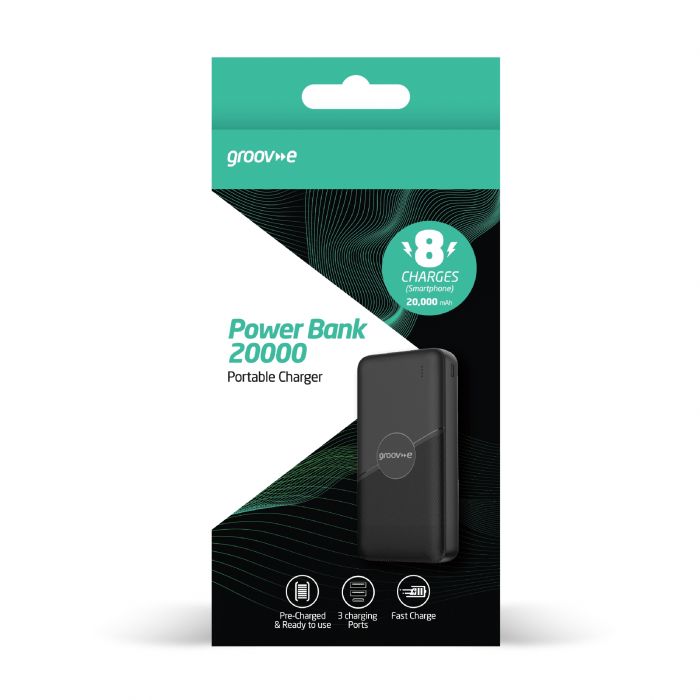 Groove 20,000mAh Powerbank Charger | GVCH20000-BK