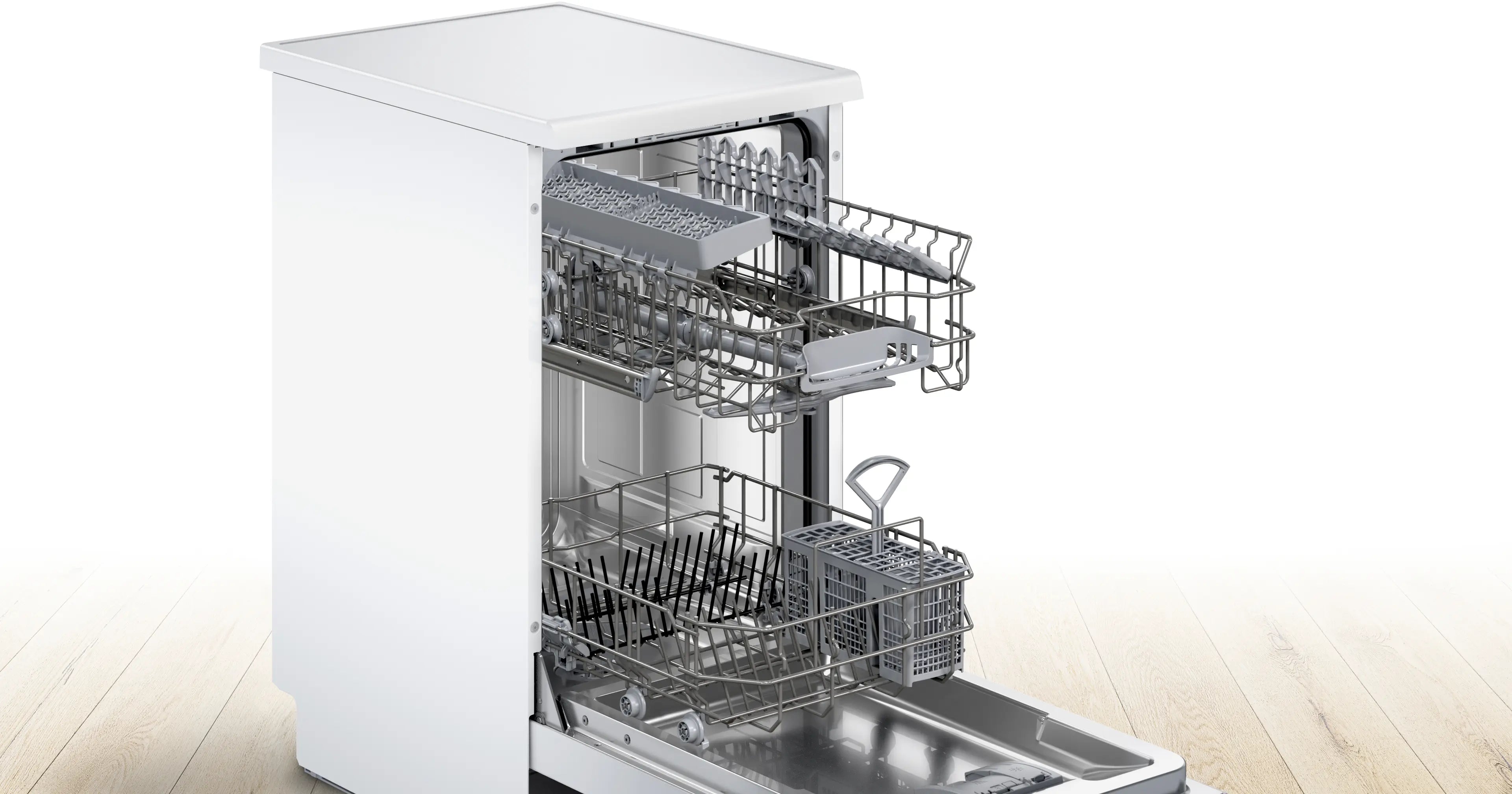 Bosch SPS2IKW01G Series 2 freestanding 45cm slimline dishwasher in White