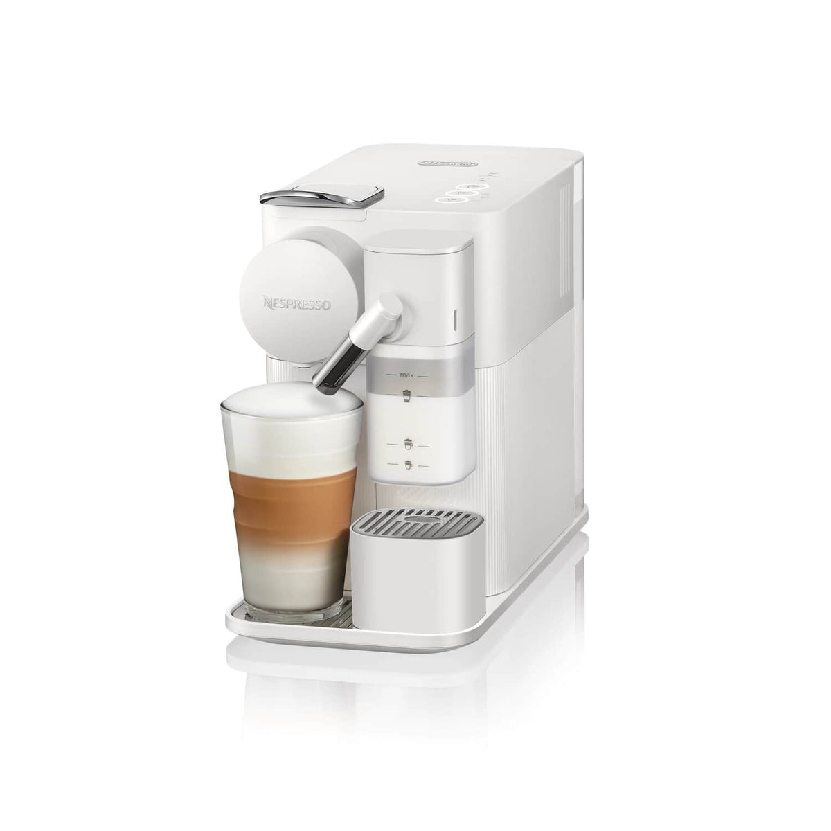 De'Longhi Nespresso Lattissima One Coffee Machine - White - with a latte macchiato