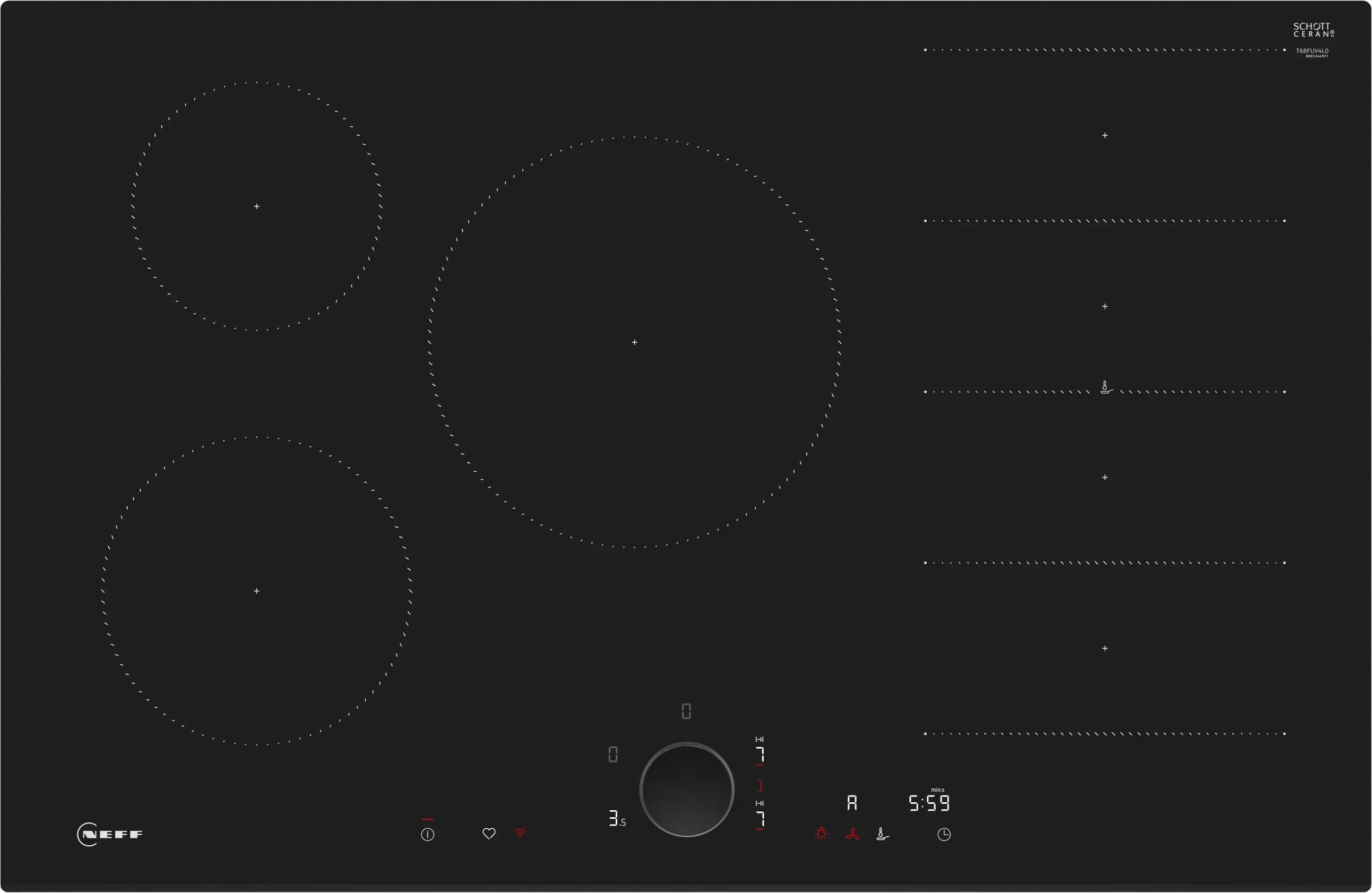 NEFF N 90 T68FUV4L0 80cm Flex Induction Hob with TwistPad in Black