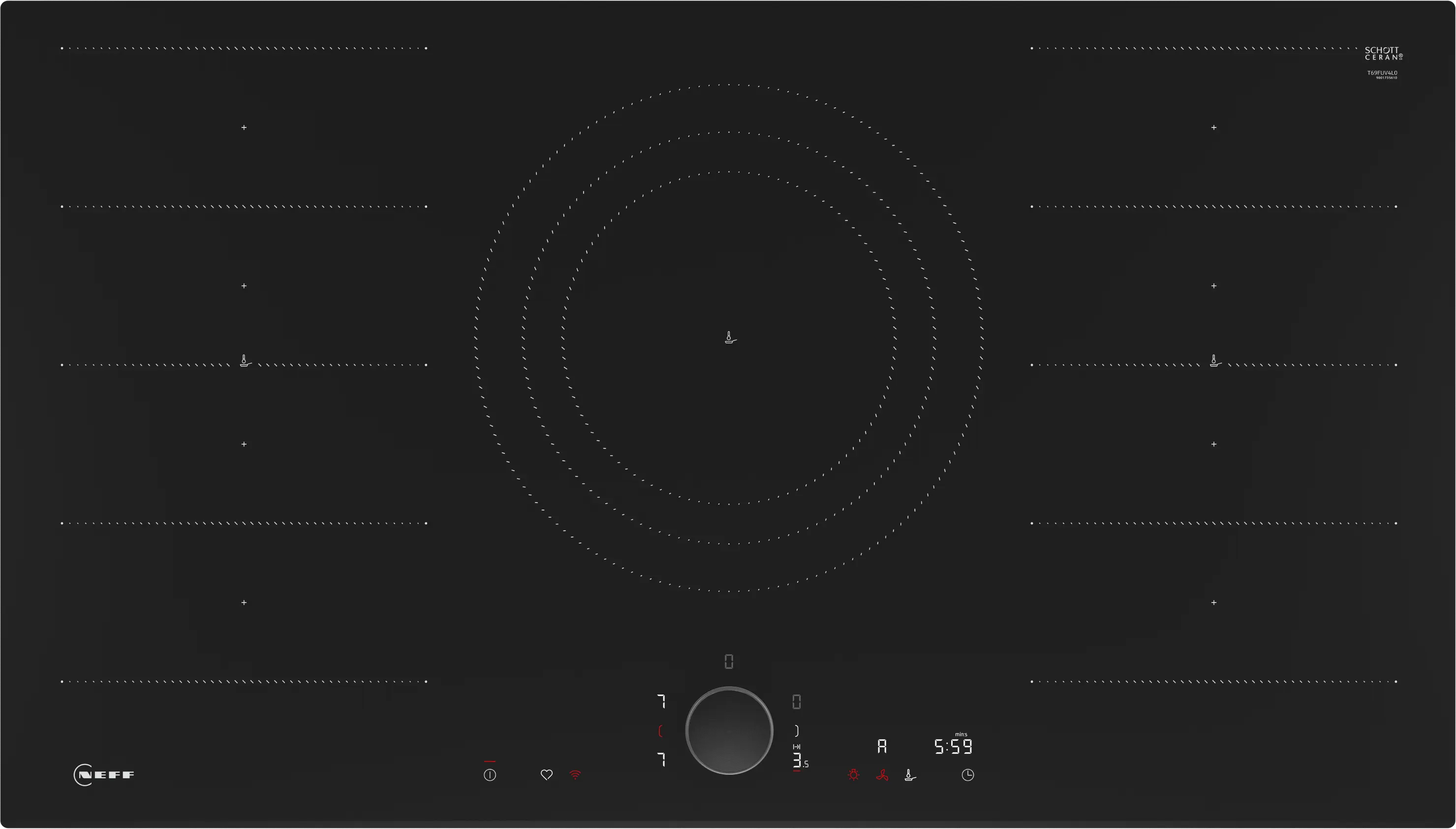 NEFF N 90 T69FUV4L0 90cm Flex Induction Hob with TwistPad in Black