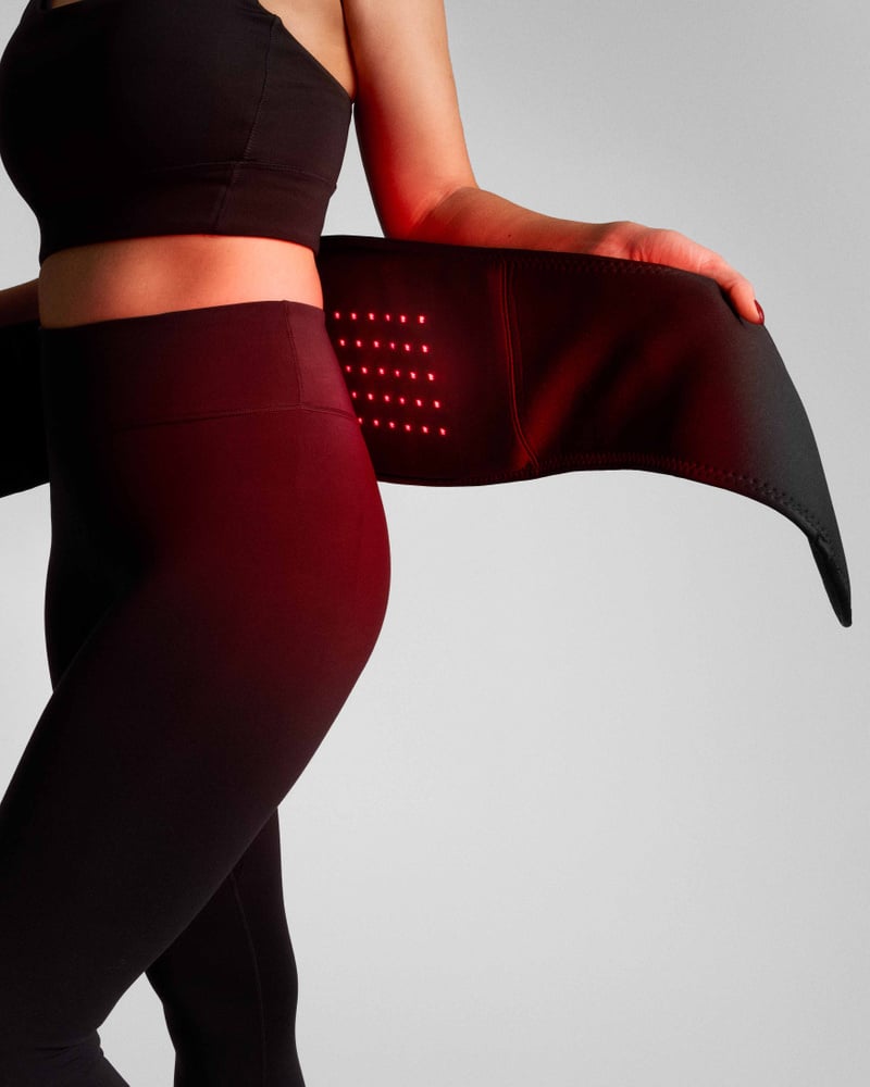 Flowlife Flowtherma Belt Heat, Vibration & Red Light Back Belt - Black - worn on the lower back