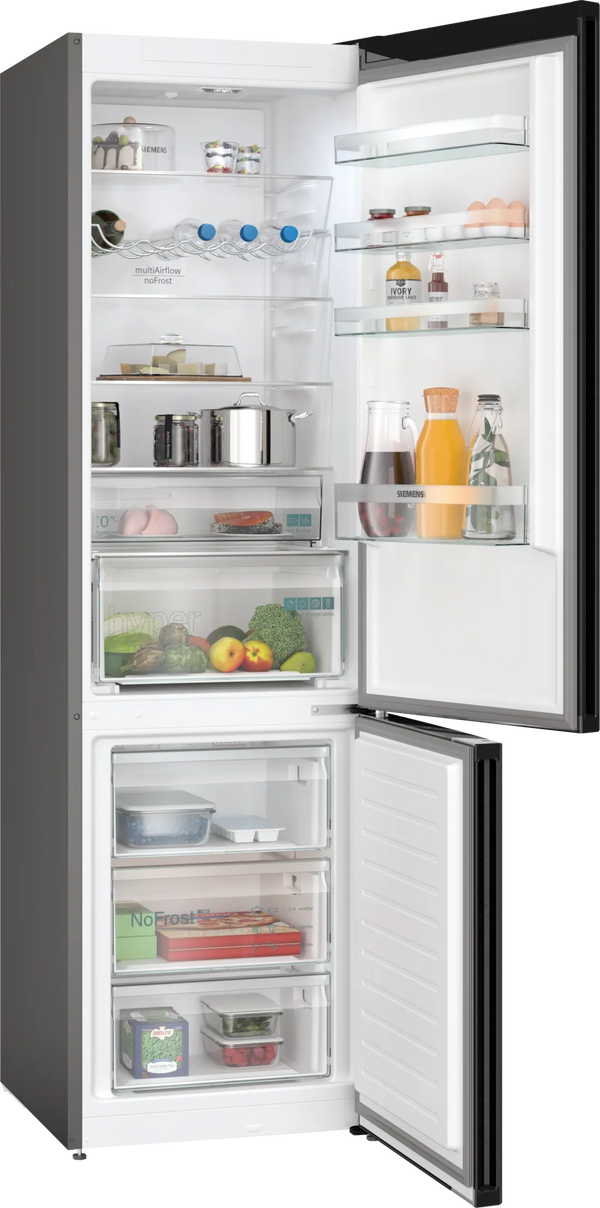 Siemens iQ300 363 L Freestanding Fridge‑Freezer – Brushed Black Steel | KG39NXXBF