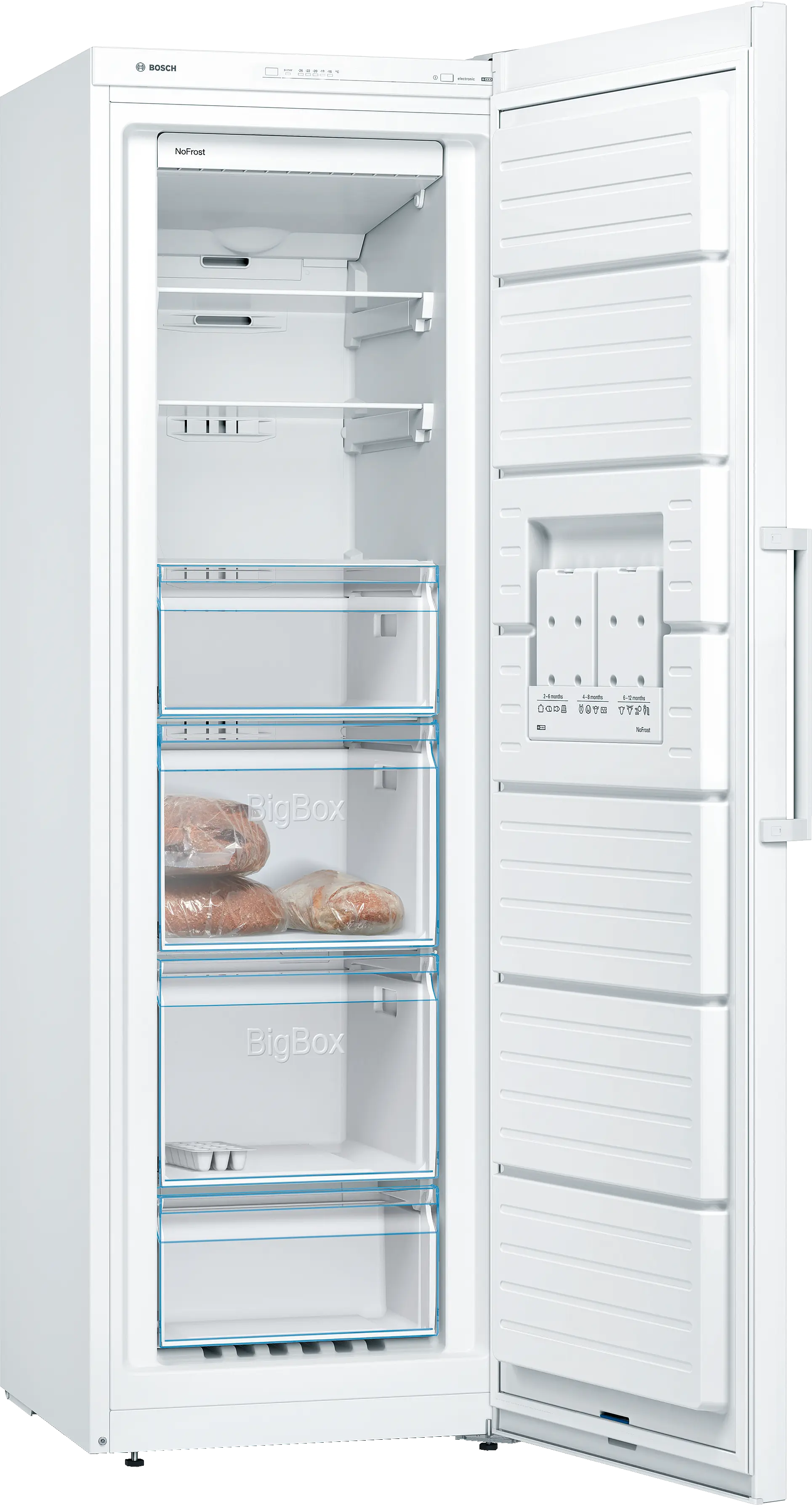 Bosch GSN36VWEPG Series 4 freestanding frost free upright freezer in White