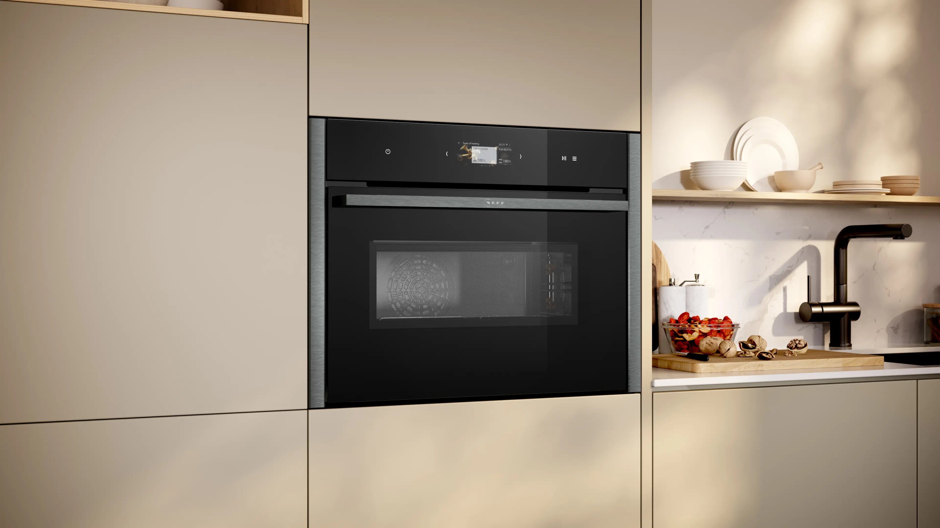 NEFF N90 C24MS71G0B built-in compact oven with microwave in Graphite-Grey