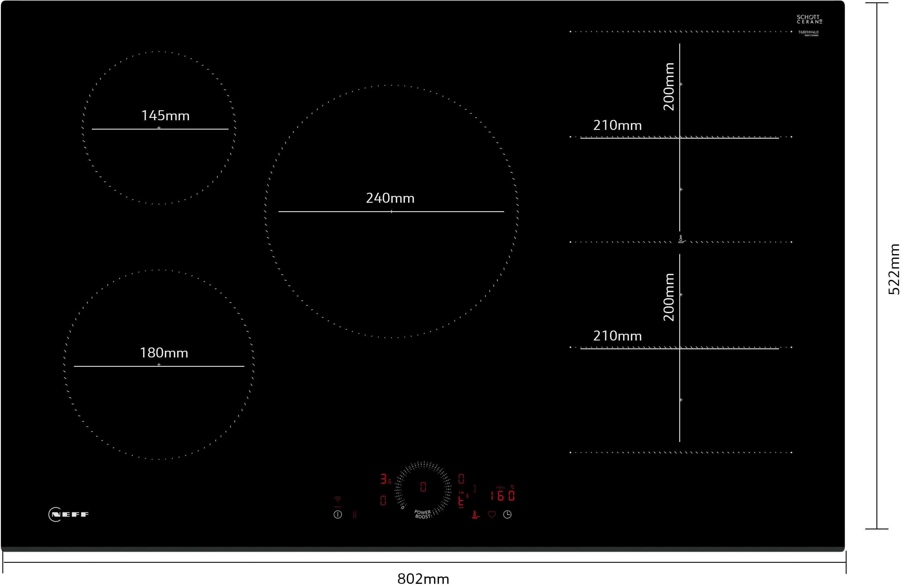 NEFF N 70 T68FHV4L0 80cm Flex Induction Hob in Black