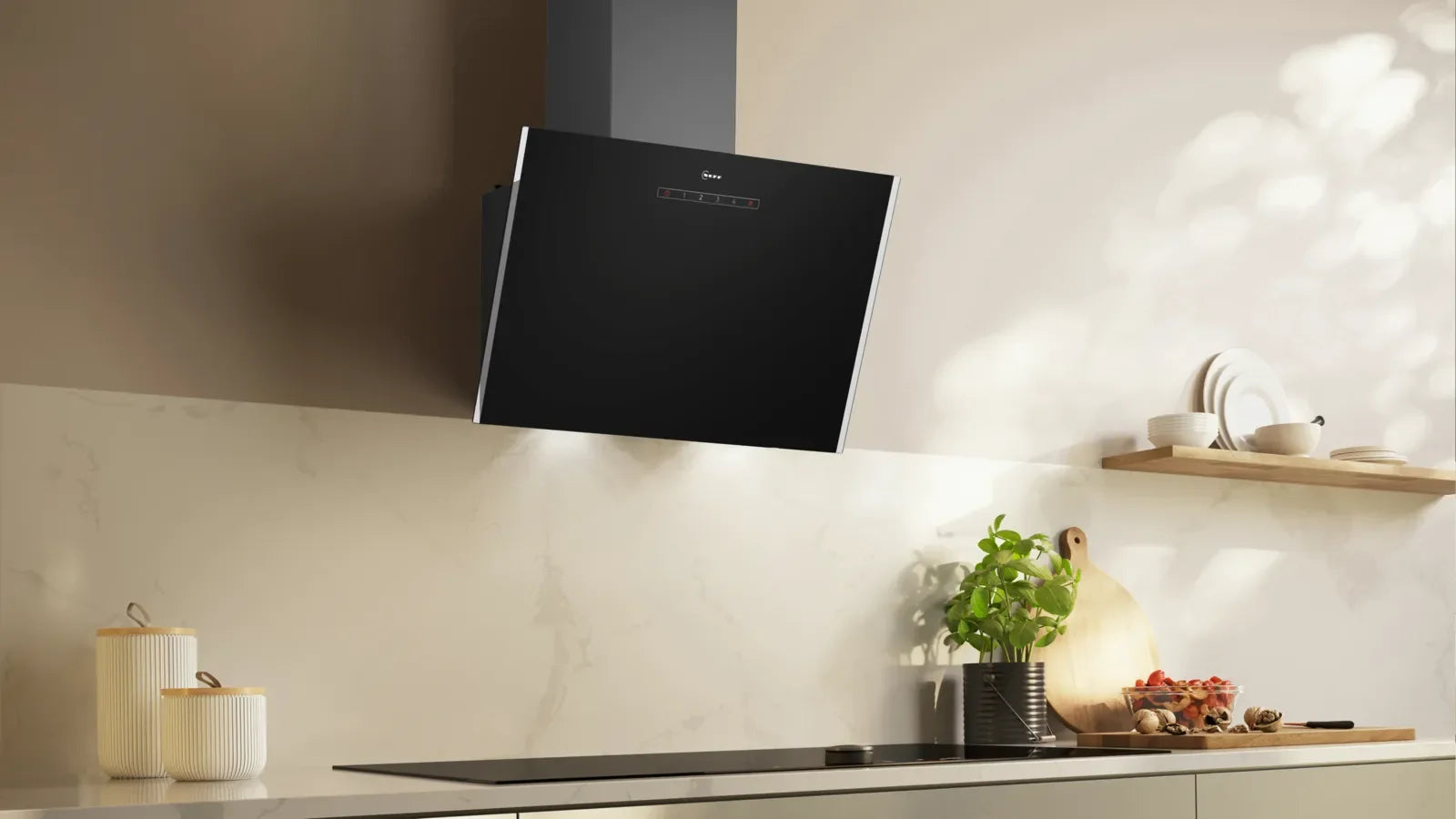 NEFF N 30 D63IDK1S0B 60cm angled glass chimney cooker hood in Black