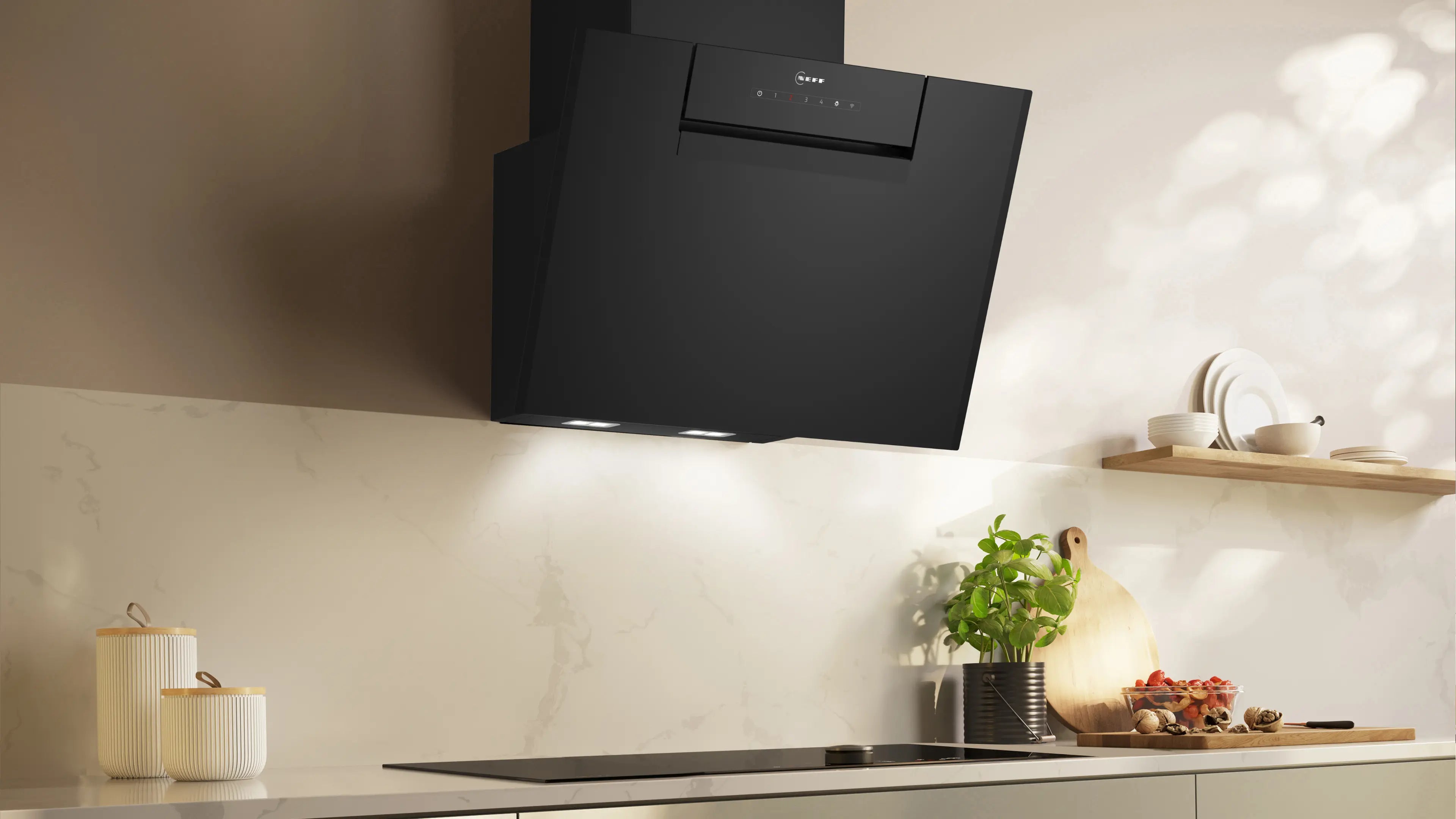 NEFF N 50 60cm angled glass cooker hood in Black