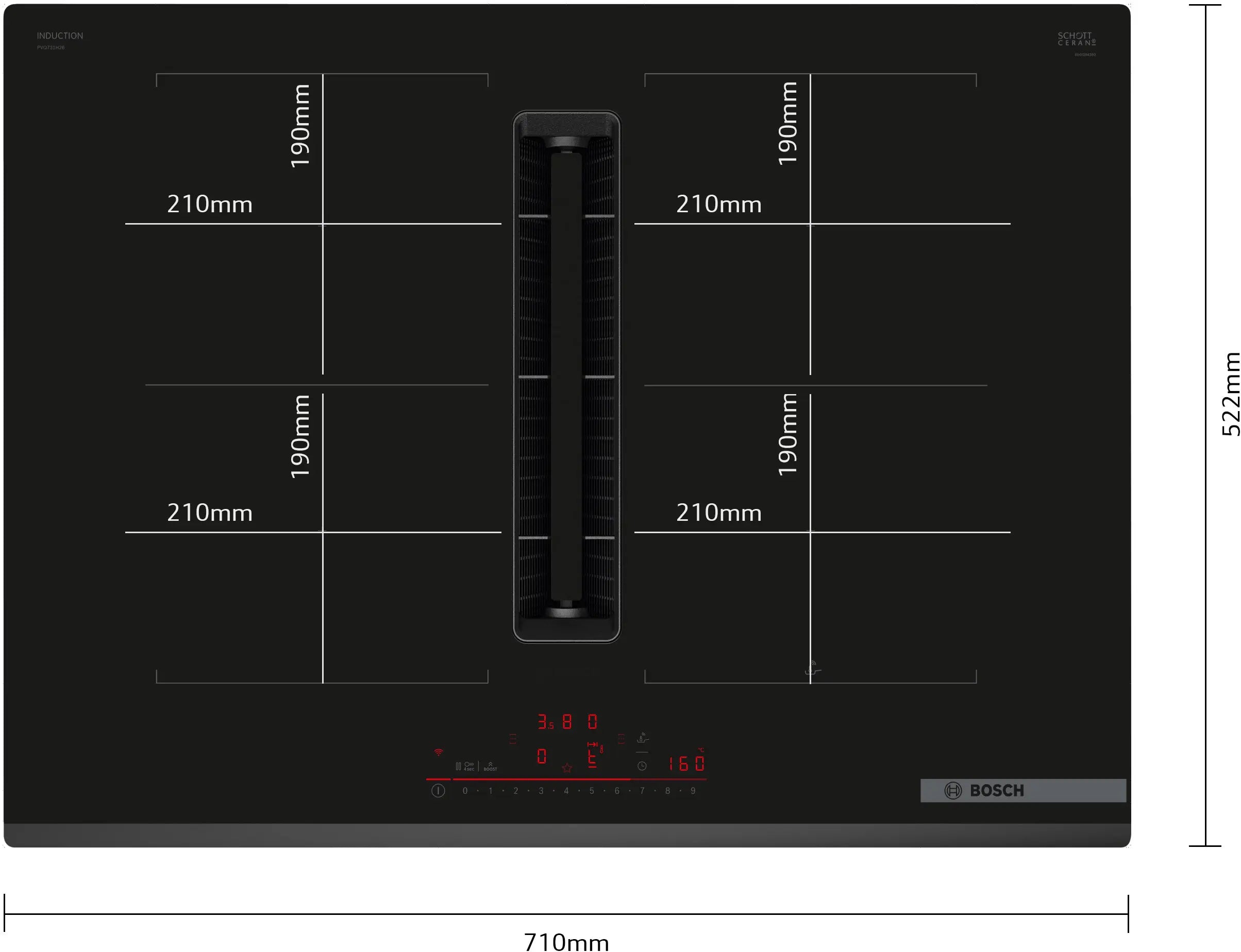 Bosch Series 6 PVQ731H26E 70cm vented induction hob in Black