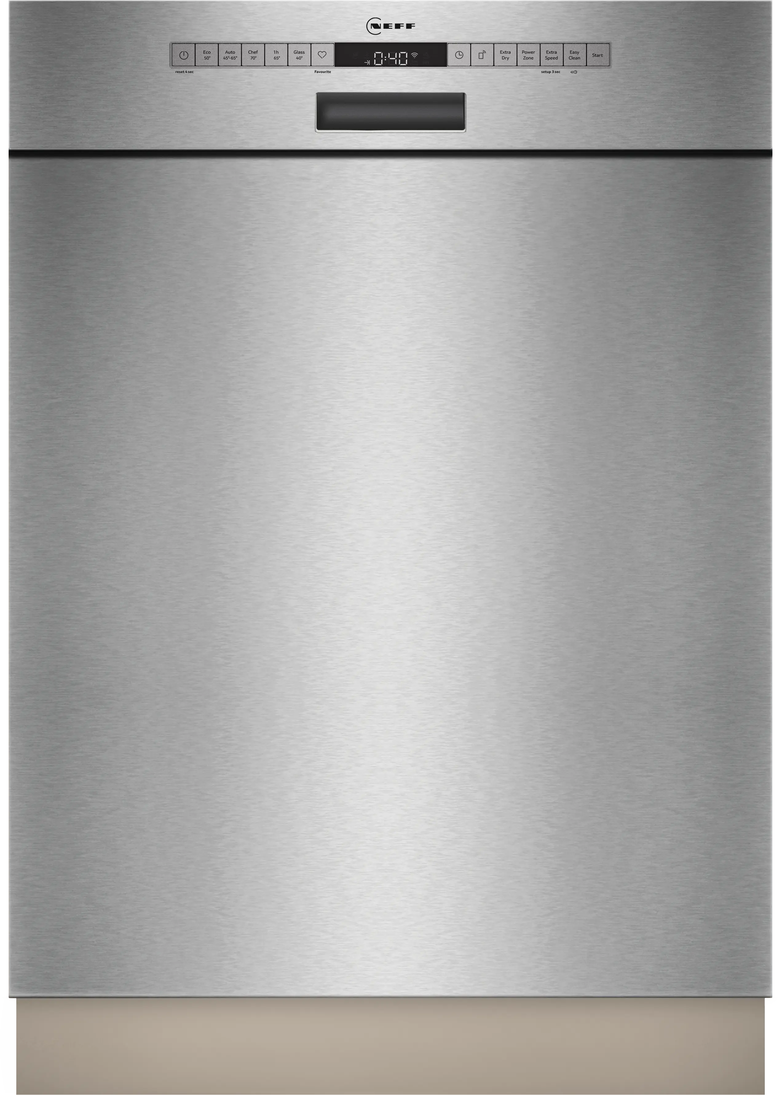 NEFF S145HTS01G N50 semi-integrated dishwasher in Brushed Steel