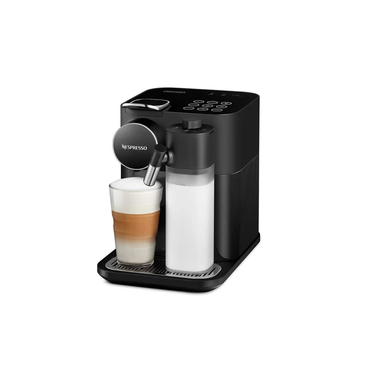 De'Longhi Nespresso Gran Lattissima Coffee Machine - Black - with a latte macchiato