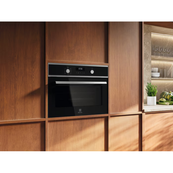 Electrolux 600 CombiQuick 45cm Built-In Compact Oven with Microwave - Stainless Steel - product view