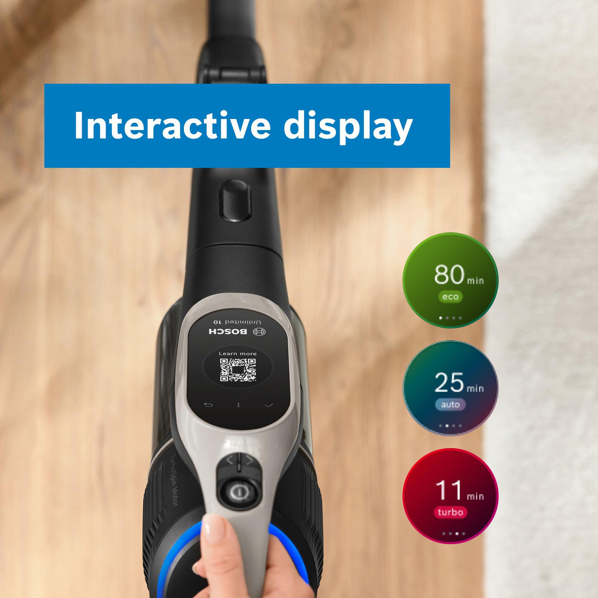 Bosch Unlimited 10 Cordless Vacuum Cleaner - Graphite - rapid charging and 80 minutes runtime