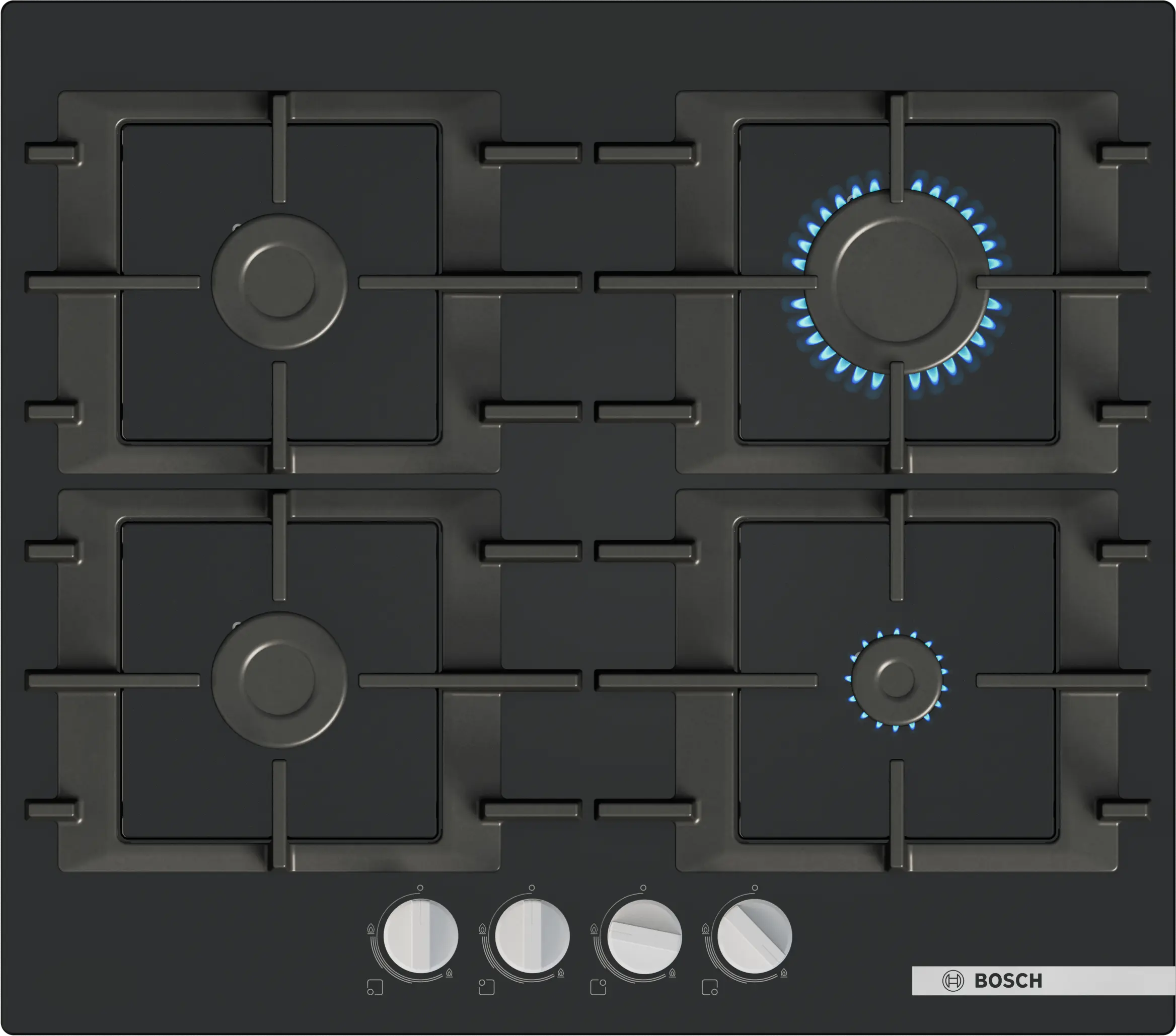 Bosch Series 4 Gas hob 60 cm Tempered glass, Black | PNP6B6K40